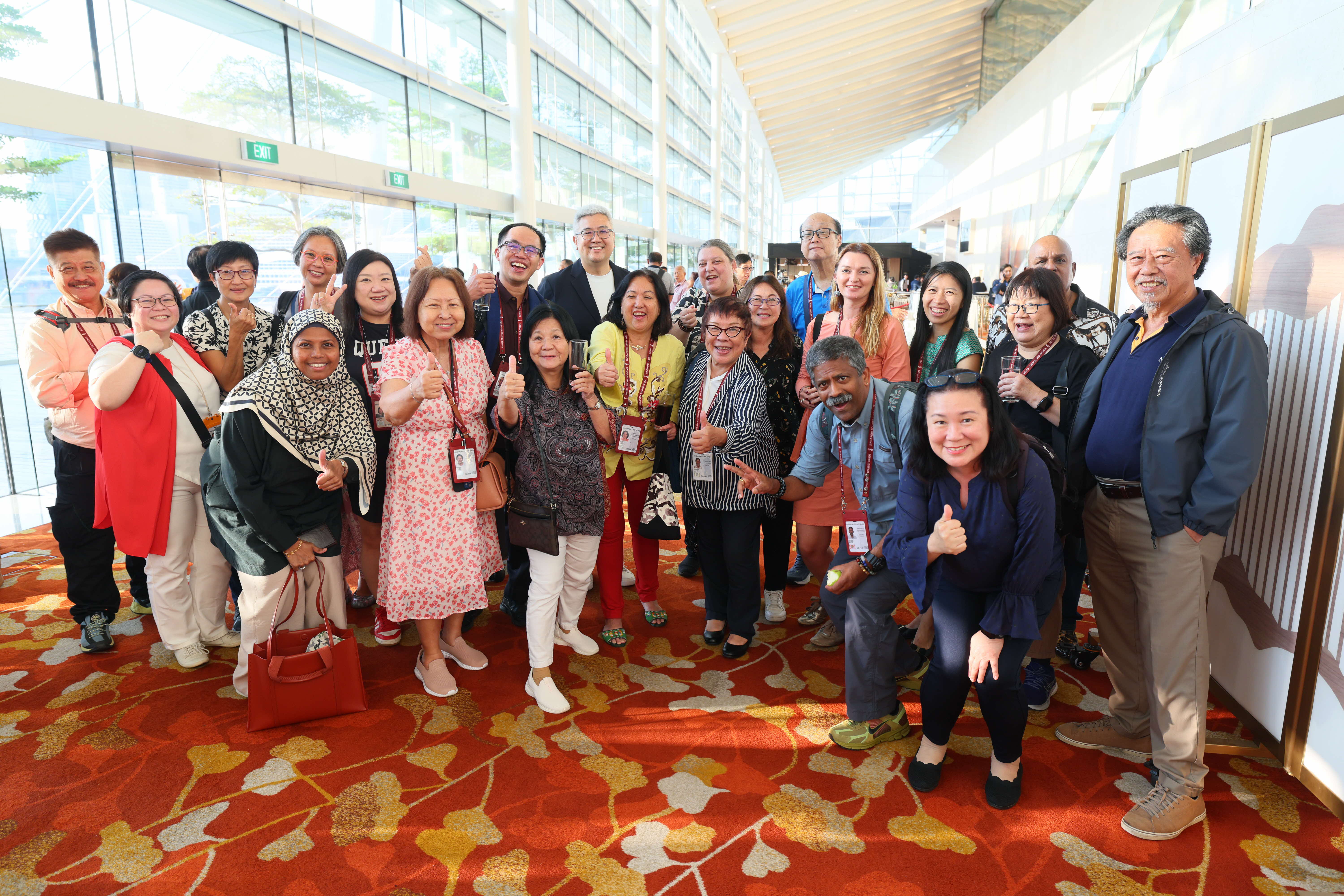 Group of tourist guides, tour operators and travel agents smiling and posing during the Evening Networking Session.