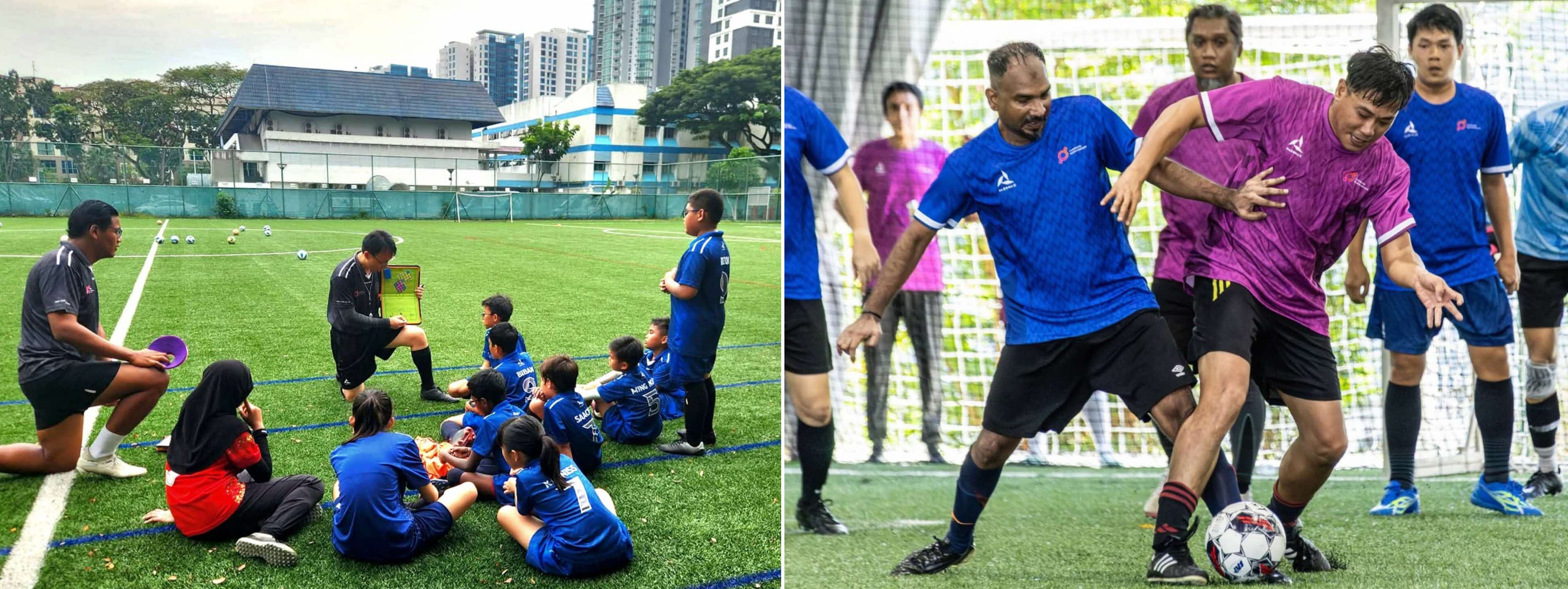 Participants of all ages enjoying community football activities