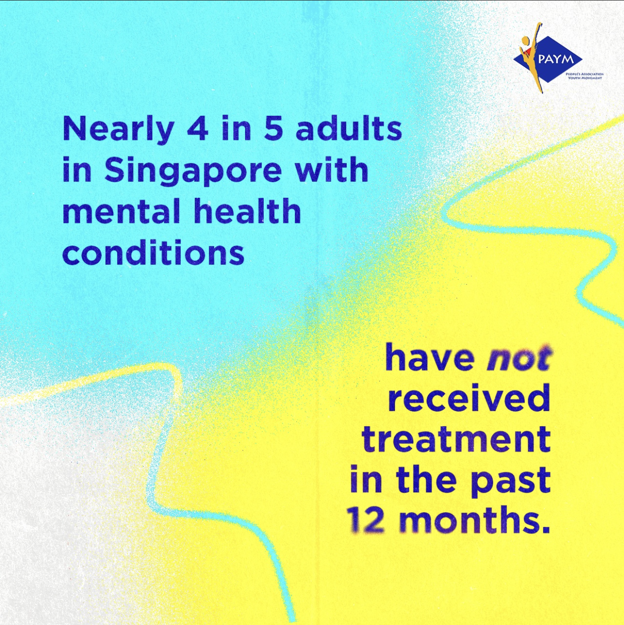 Text states nearly 4 in 5 adults in Singapore with mental health conditions have not received treatment in the past 12 months.