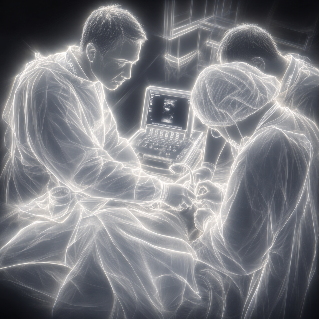 Image of doctors performing an emergency pericardiocentesis