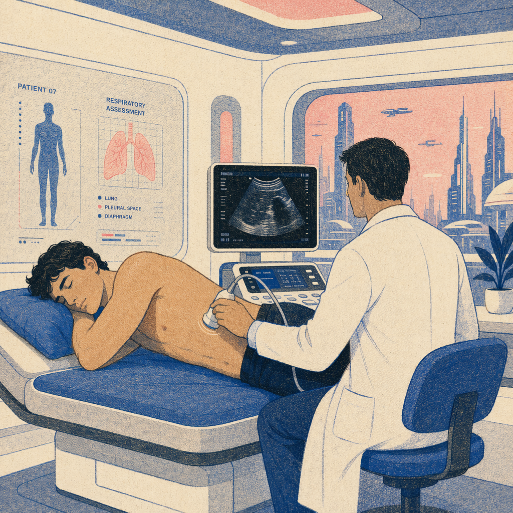 Picture of a doctor performing ultrasound on a patient