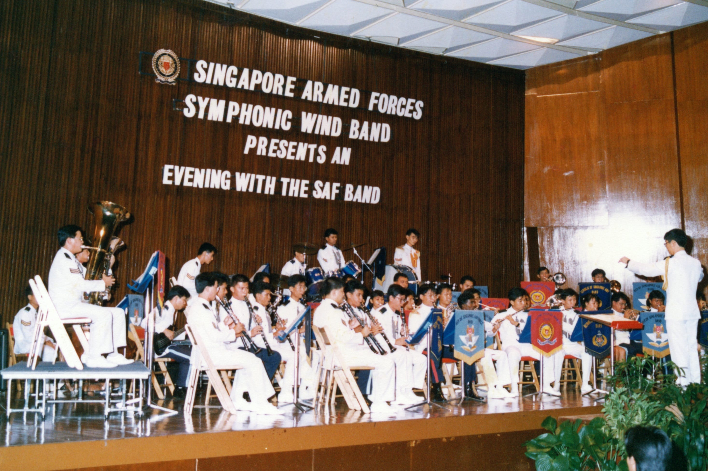 SAF Symphonic Wind Band performing in a concert titled “Evening with the SAF Band”.