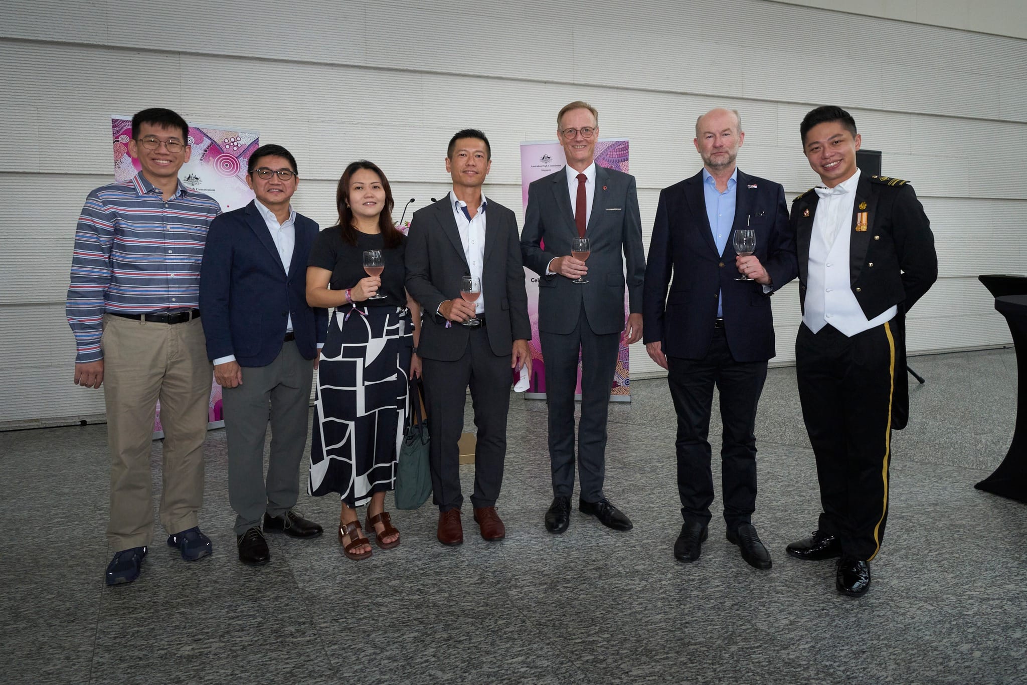 ME5 Ignatius Wang posing in a group photo with, from right, His Excellency Mr Allaster Cox, Professor Peter Tornquist.