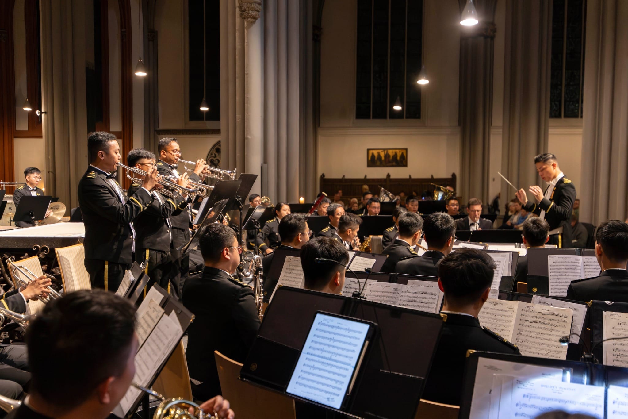 Select members of the trumpet section performed “Bugler’s Holiday” by Leroy Anderson.