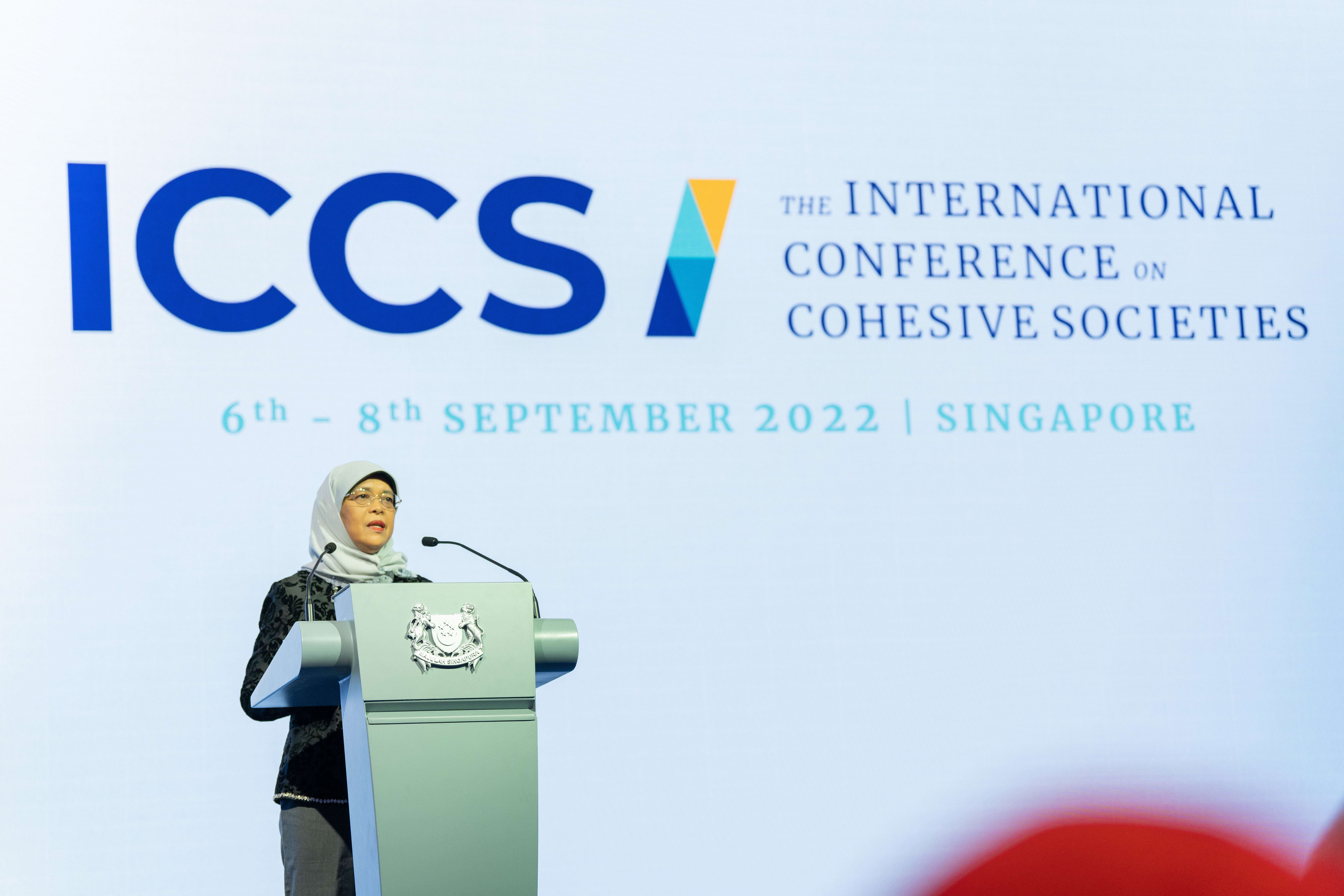 Former President Halimah Yacob opening ICCS 2022 with her speech on 6 September 2022