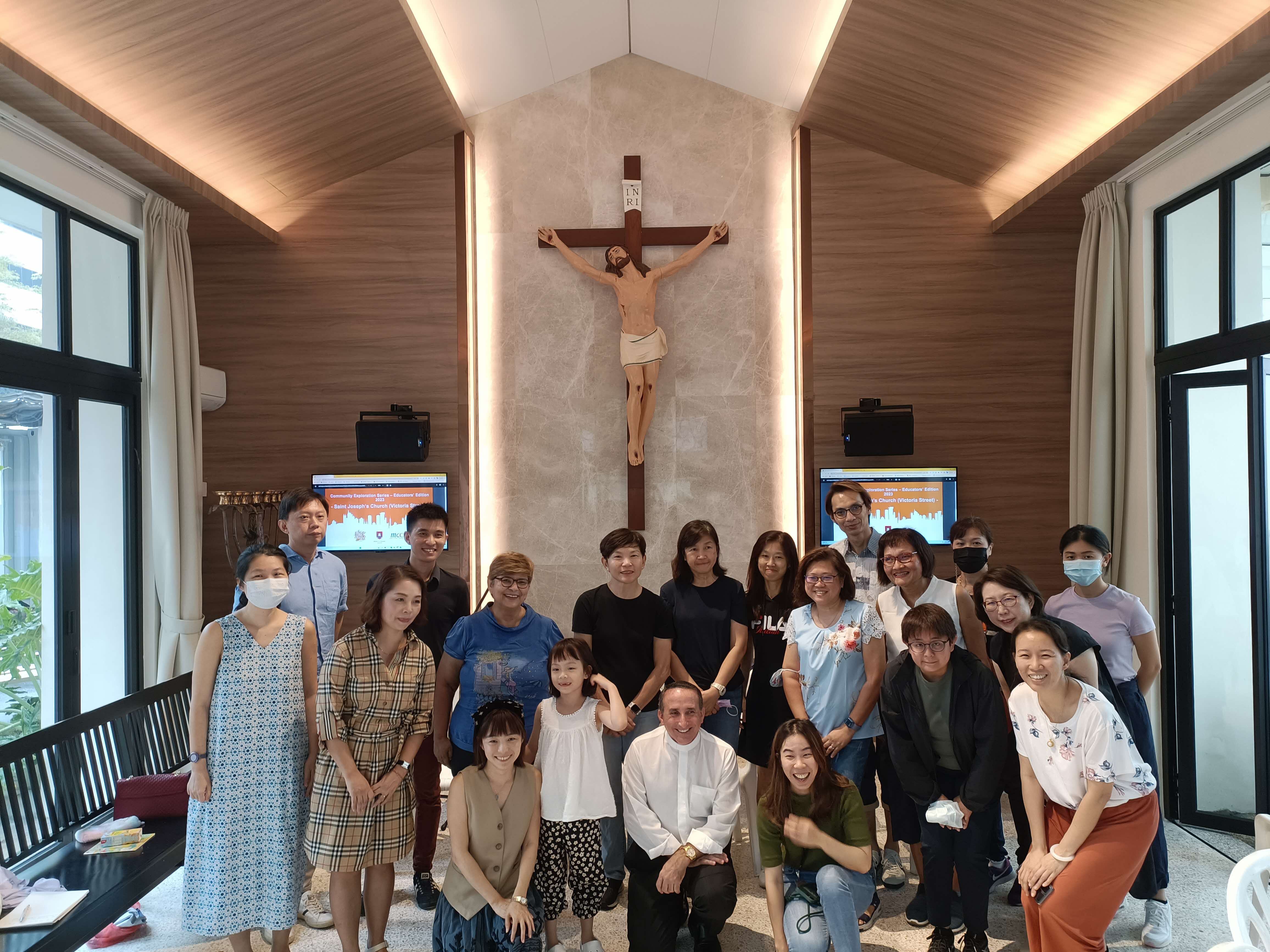 Participants taking a group photo at St Joseph’s Church (Victoria Street)
