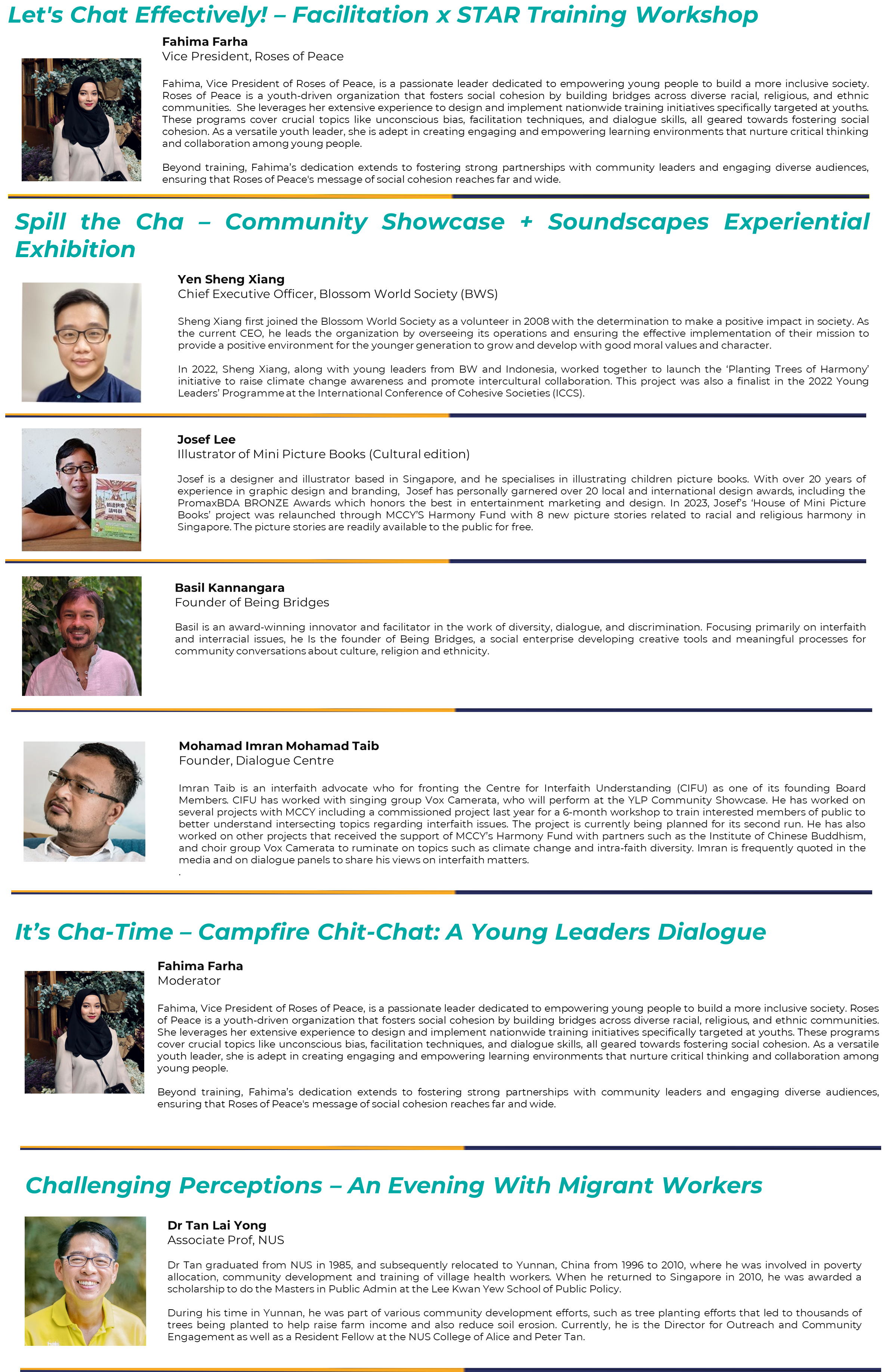 Photo of speaker list for Day 1