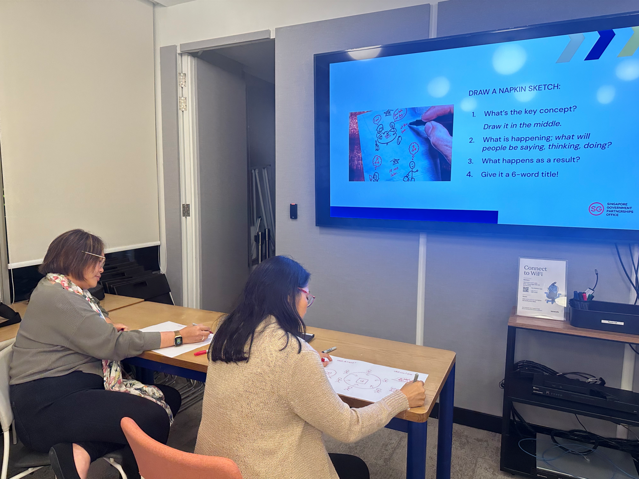 Participants gather to present and exchange their sketches and ideas