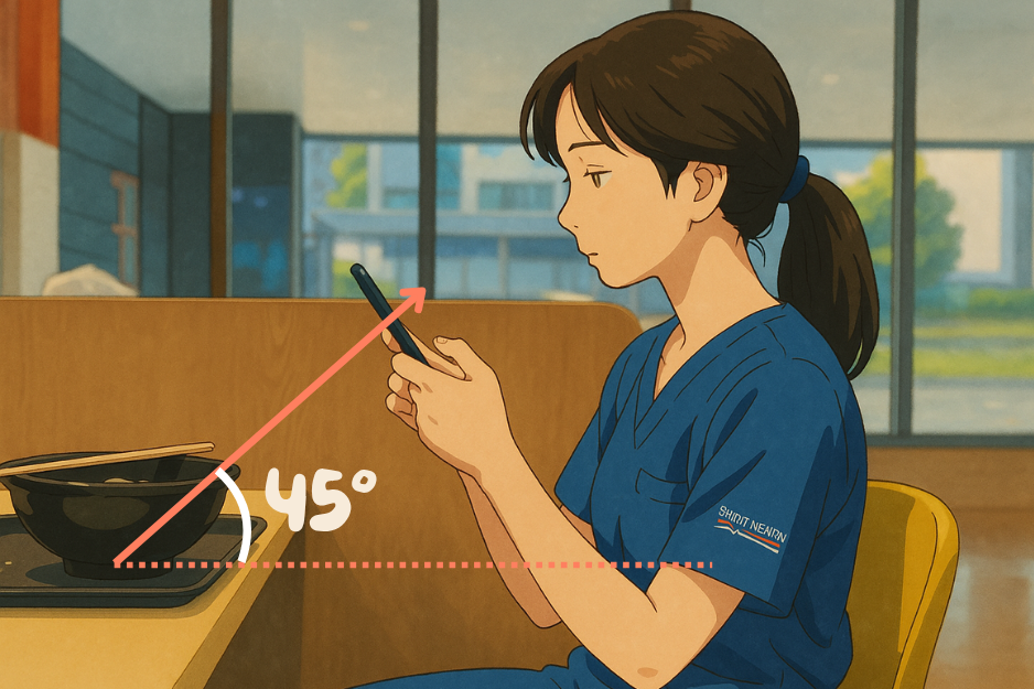 a person taking photo at the food at 45 degrees