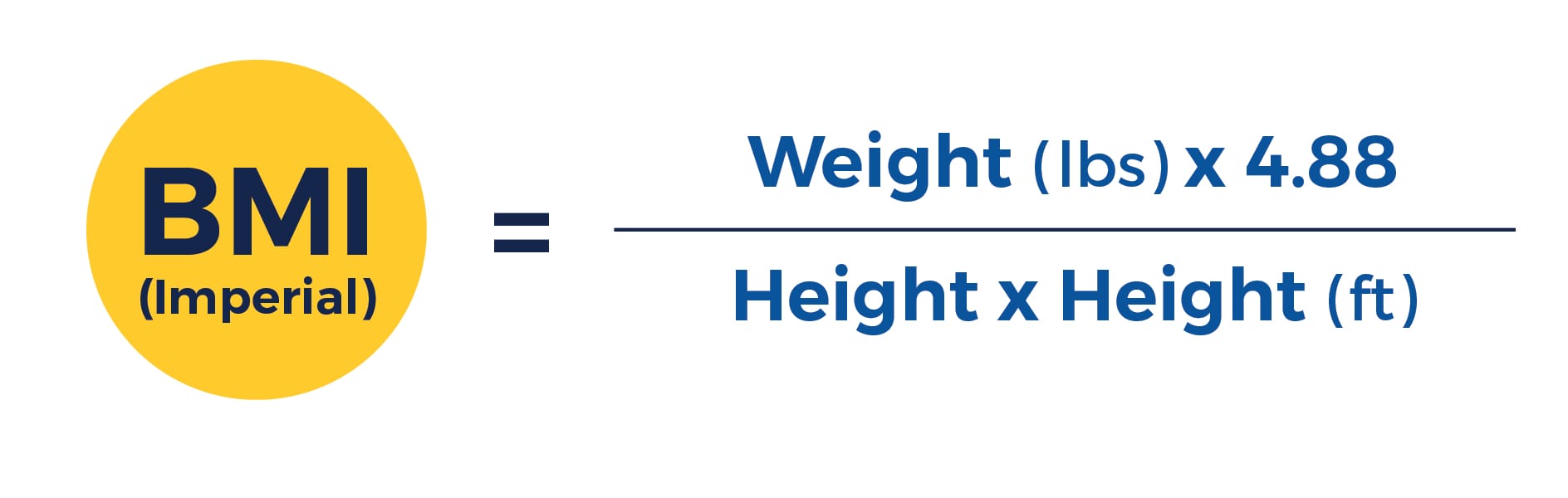 BMI = Weight (lbs) x 4.88 / Height x Height (ft)