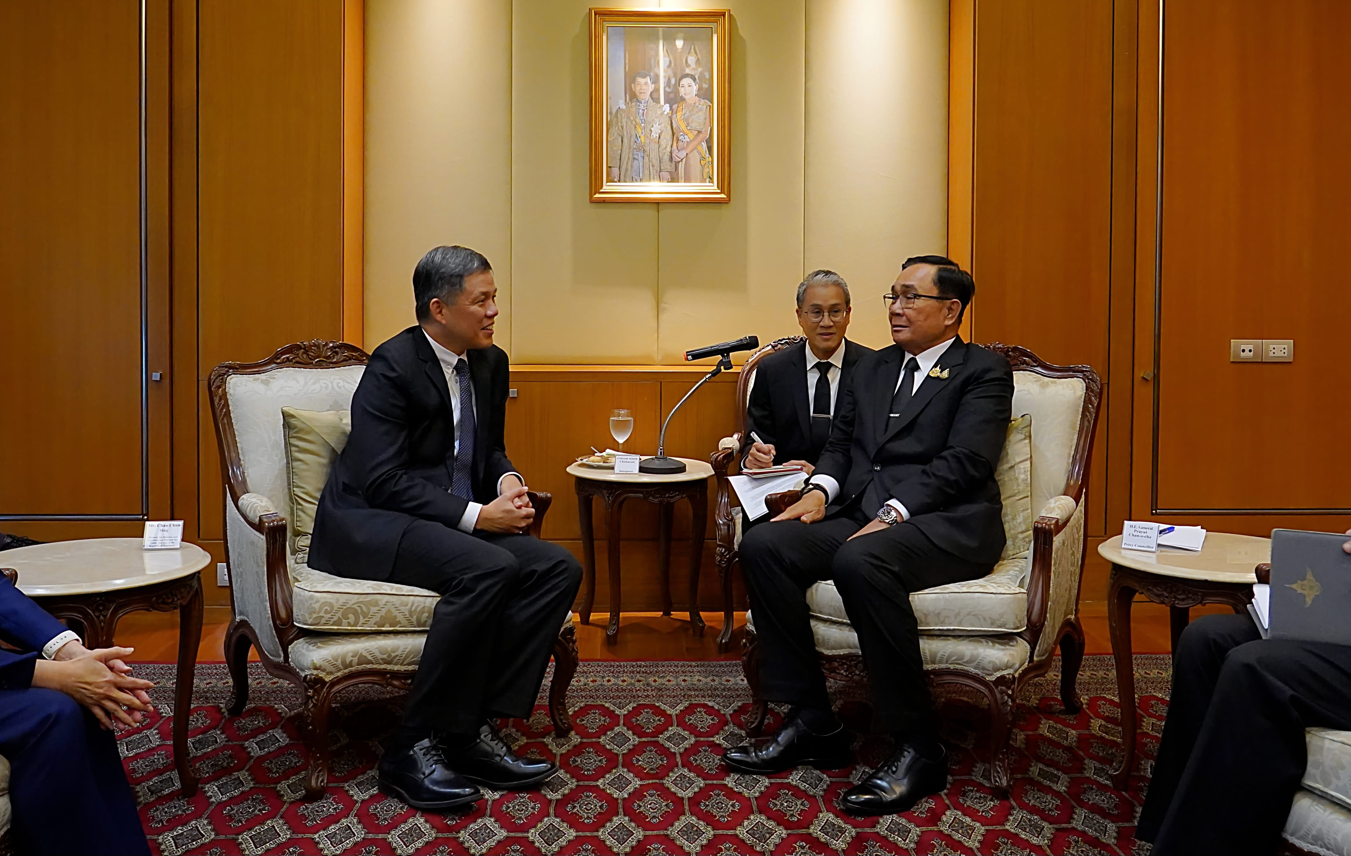 Mr Chan (left) calling on Thai Privy Councillor General Prayut Chan-o-cha (right).