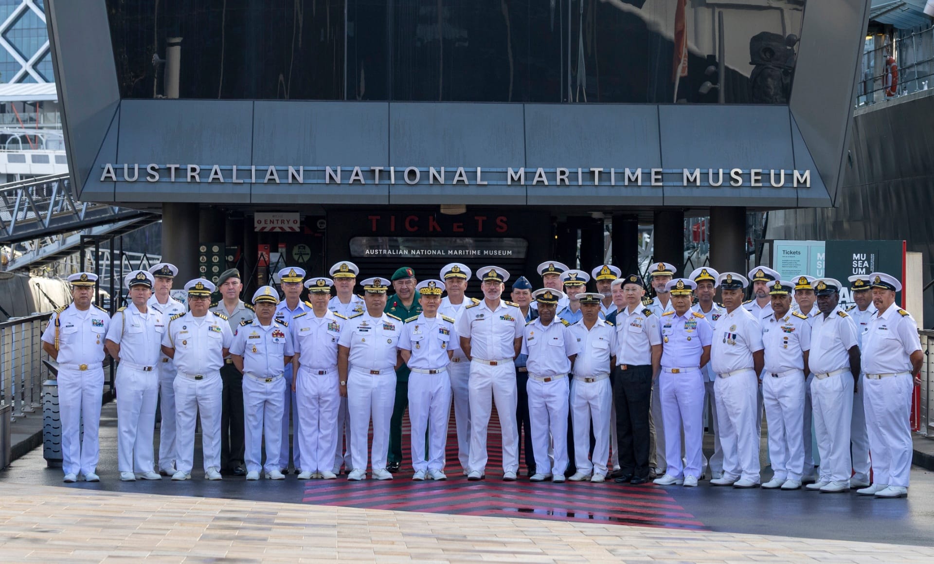 Representatives from participating nations attending the Royal Australian Navy Fleet Commander's Conference at the National Maritime Museum, Sydney, during Exercise Kakadu 2026.