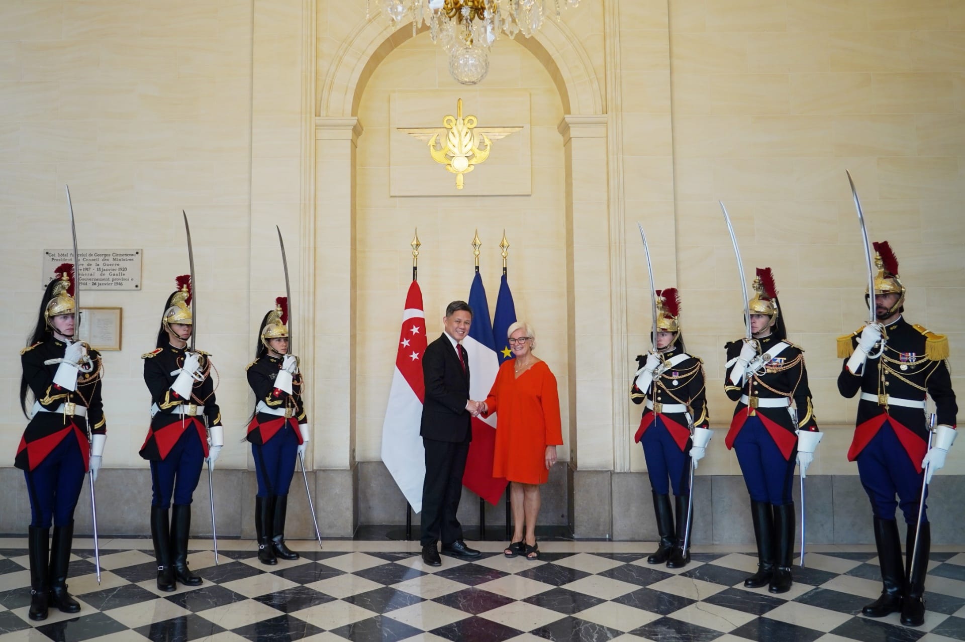 Minister for Defence Chan Chun Sing met with French Minister for the Armed Forces and Veterans Catherine Vautrin at the Hôtel de Brienne, Ministère de la Défense, in Paris, France.