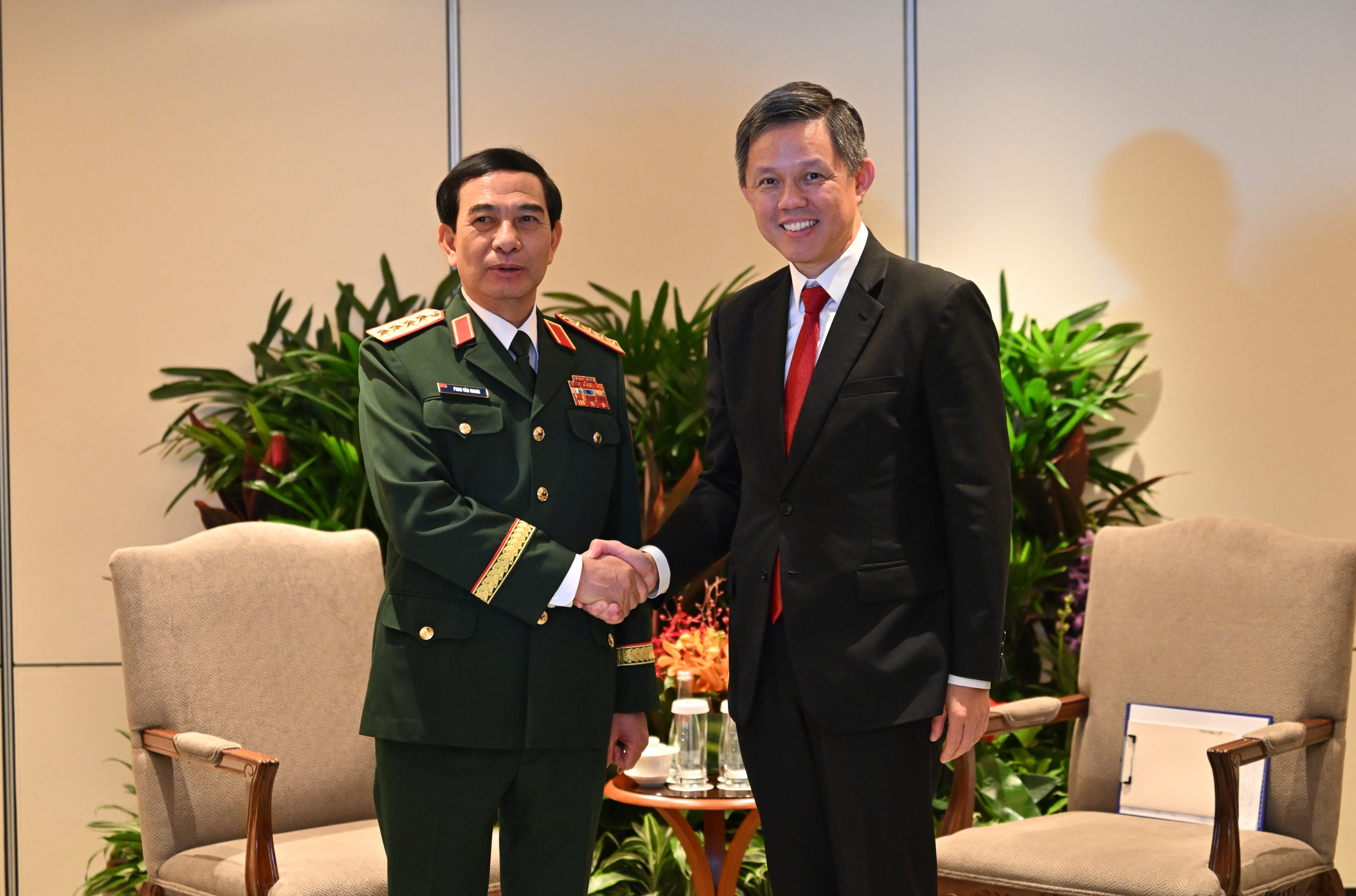 Vietnam Minister of National Defence General (GEN) Phan Van Giang called on Minister for Defence Mr Chan Chun Sing this afternoon on the sidelines of the 22nd Shangri-La Dialogue.