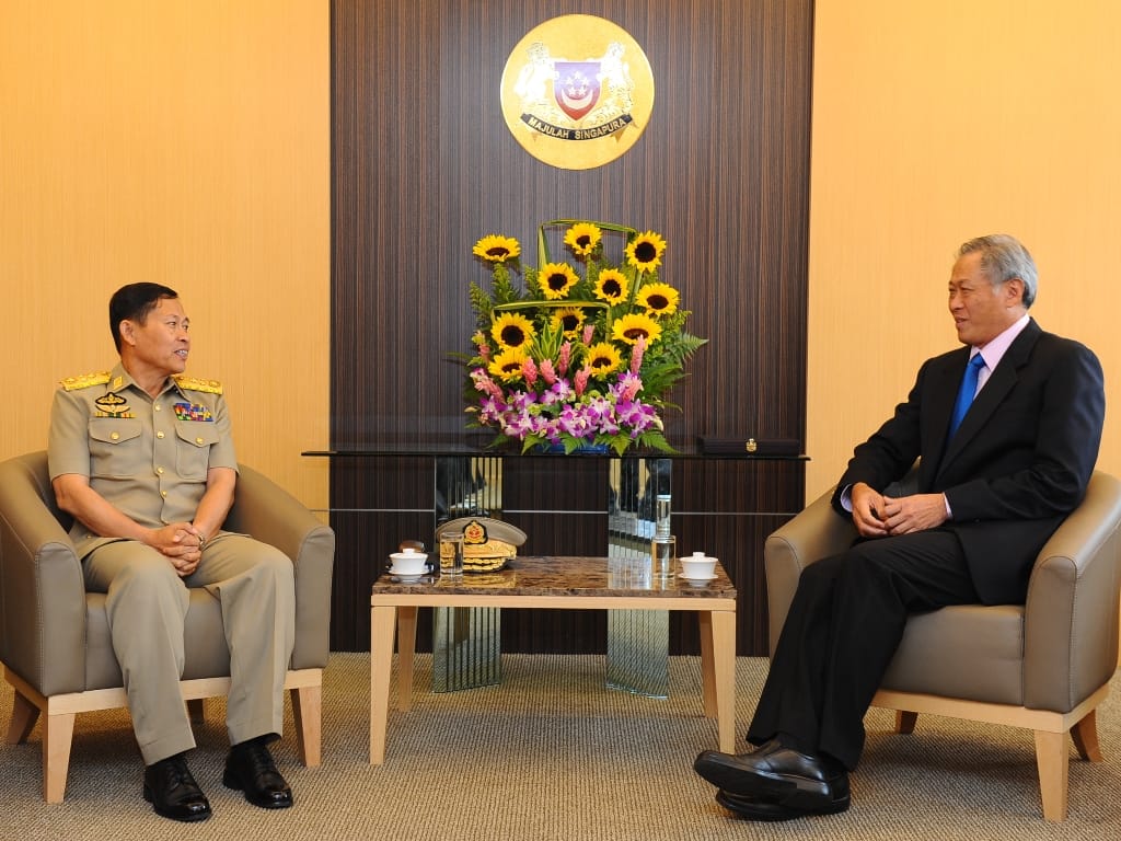 Myanmar Deputy Commander-in-Chief of Defence Services and Commander-in-Chief (Army) Vice-Senior General Soe Win calling on Minister for Defence (MINDEF) Dr Ng Eng Hen at the Ministry of Defence this afternoon.