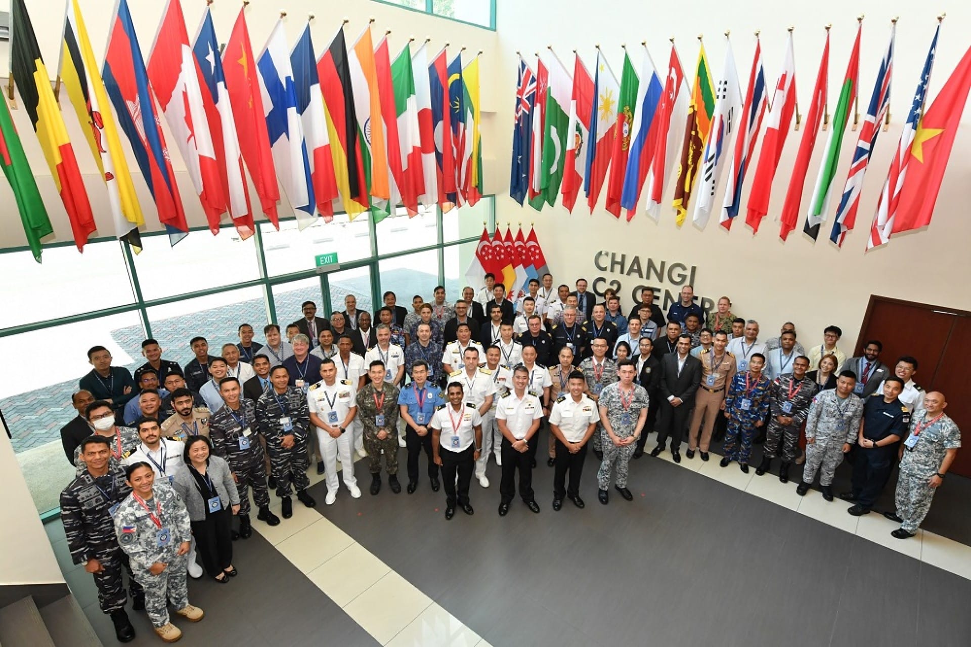 Participants at the Opening Ceremony of Maritime Information Sharing Exercise (MARISX), which is hosted by the Republic of Singapore Navy.