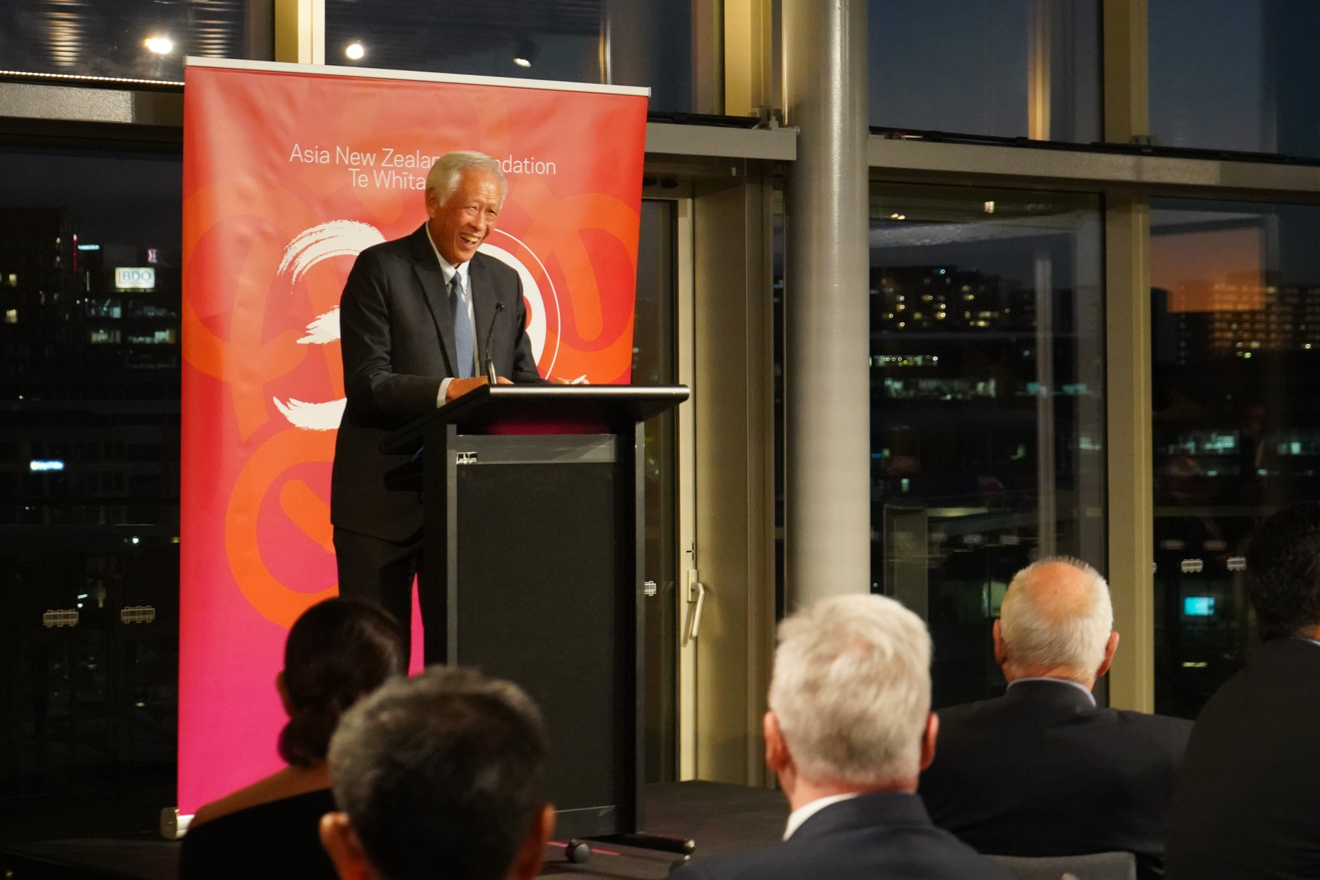 Dr Ng delivering his remarks at the Asia-New Zealand Foundation (ANZF) Welcome Dinner hosted by Prime Minister Luxon.