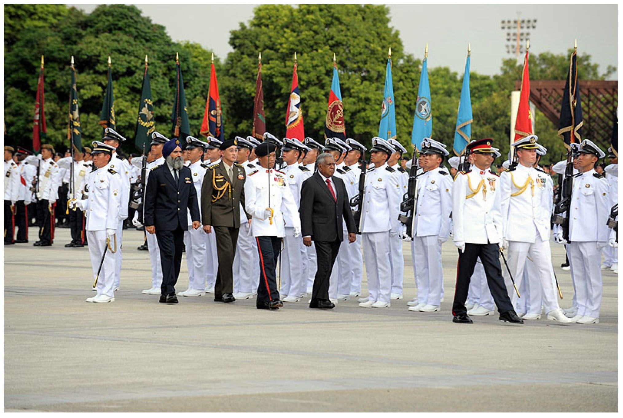 President Nathan inspecting the Guard of Honour contingent at this year's SAF Day Parade.