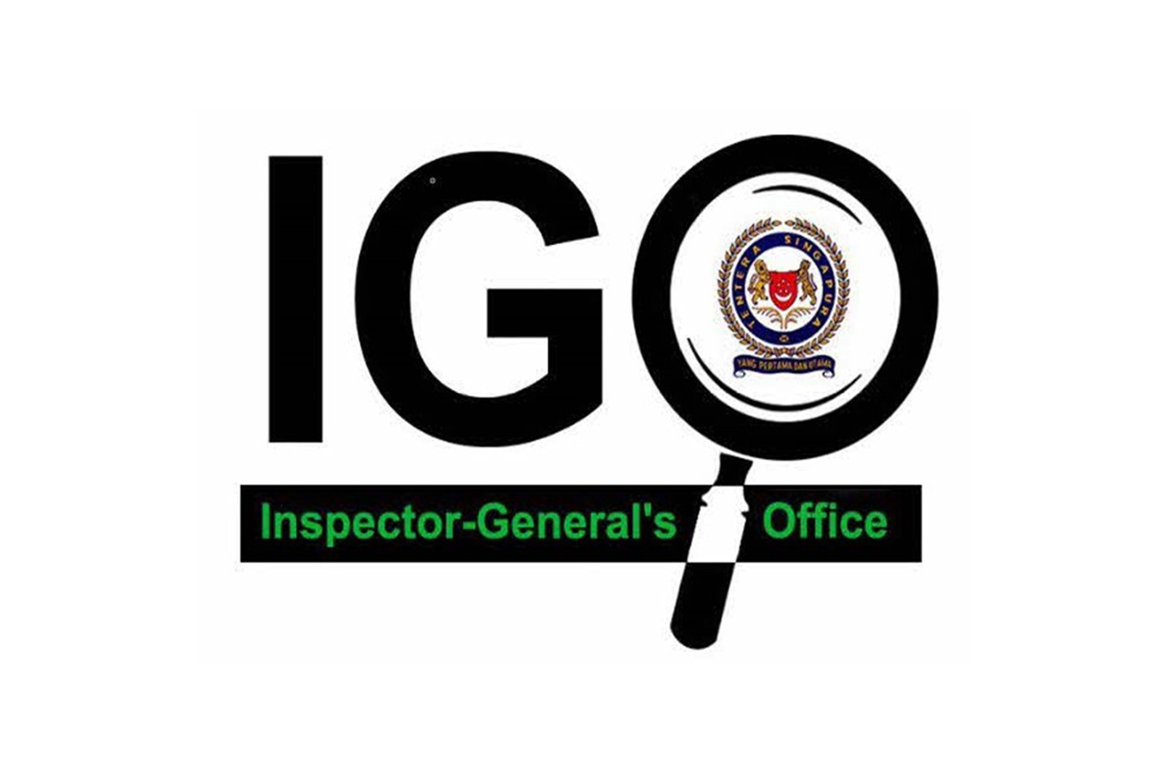 Inspector-General's Office logo with SAF crest inside magnifying glass forming letter O in "IGO".