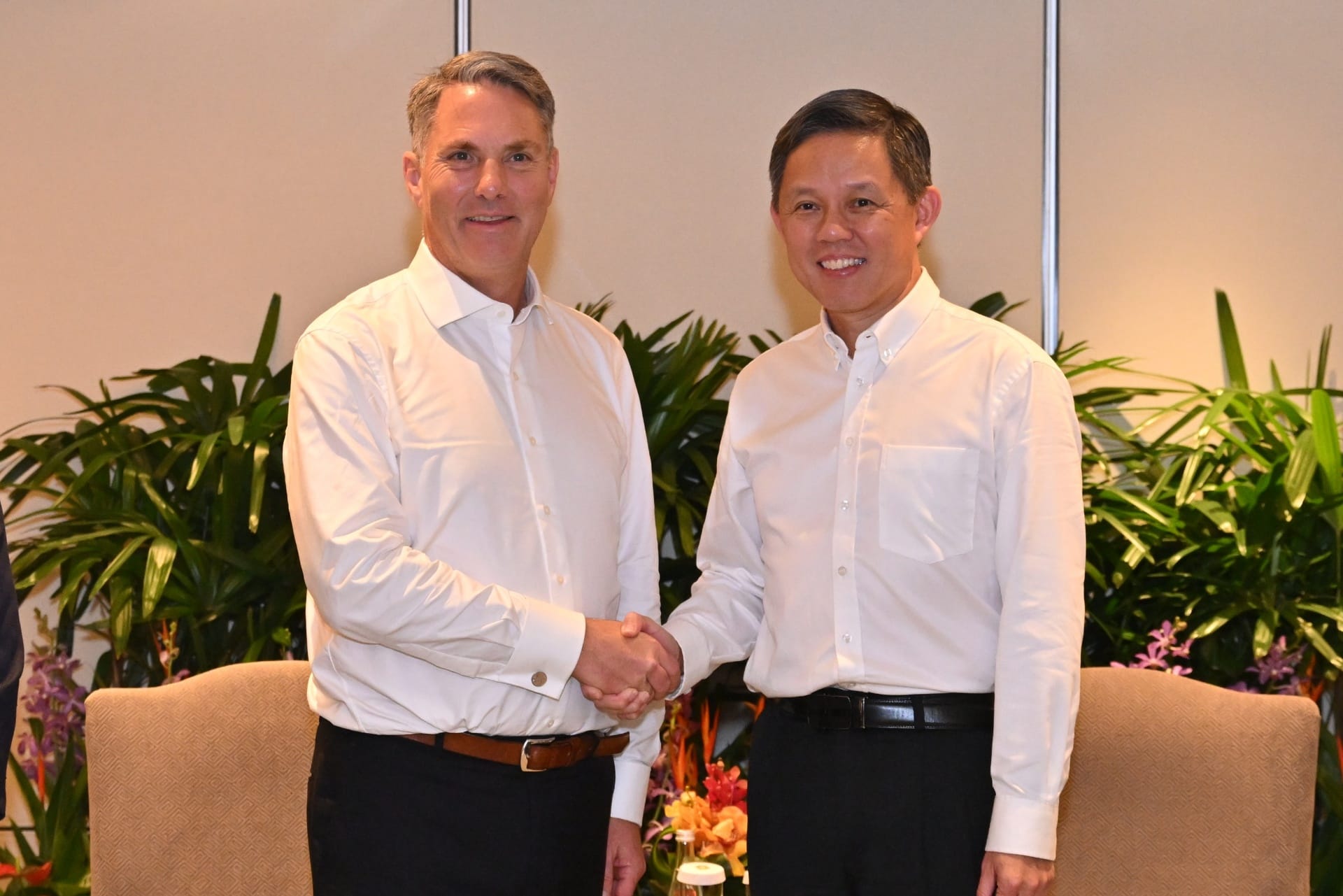 Australia Deputy Prime Minister and Minister for Defence Richard Marles met with Mr Chan on the sidelines of the 23rd Shangri-La Dialogue.