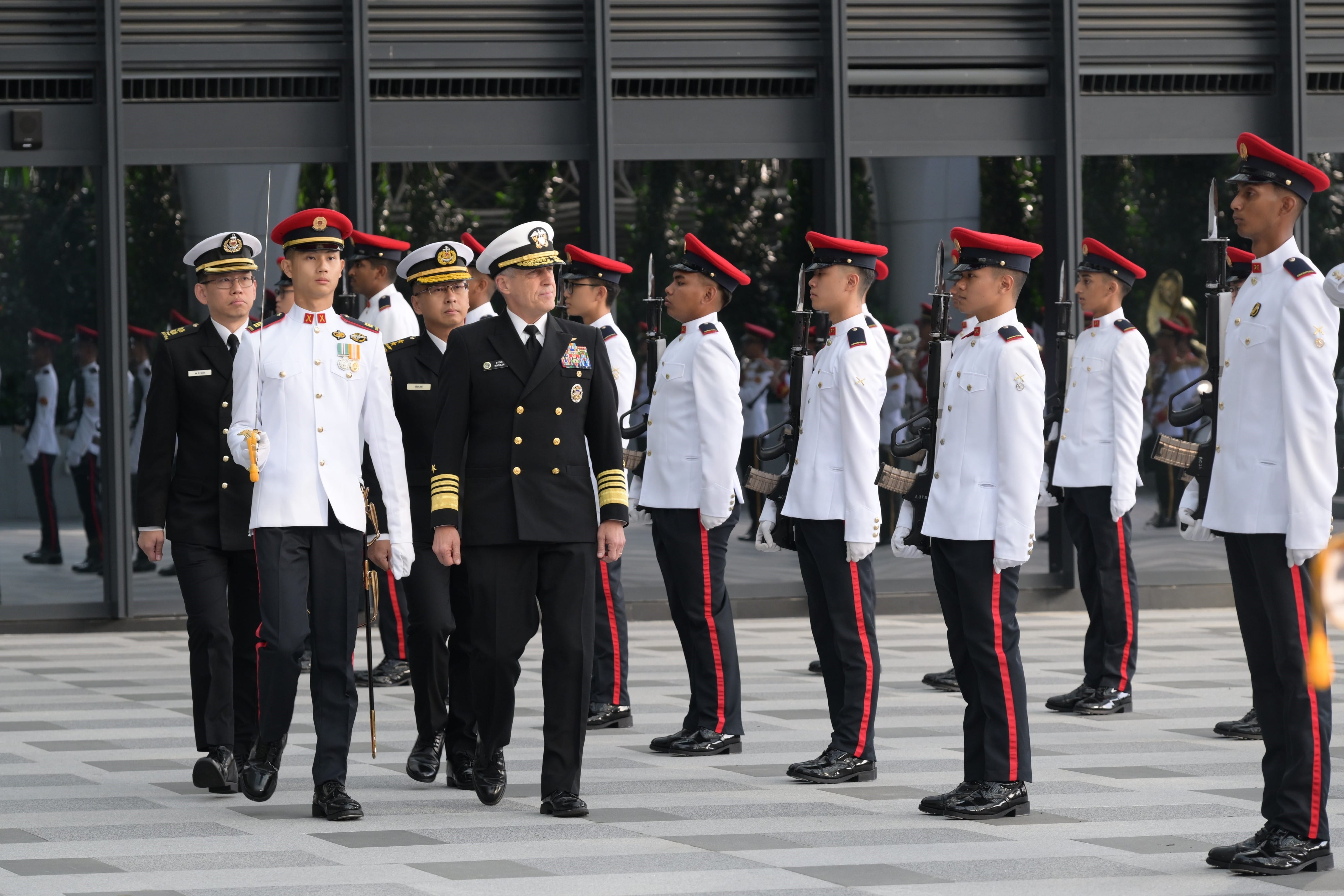 ADM Koehler inspecting the Guard of Honour at MINDEF this morning.