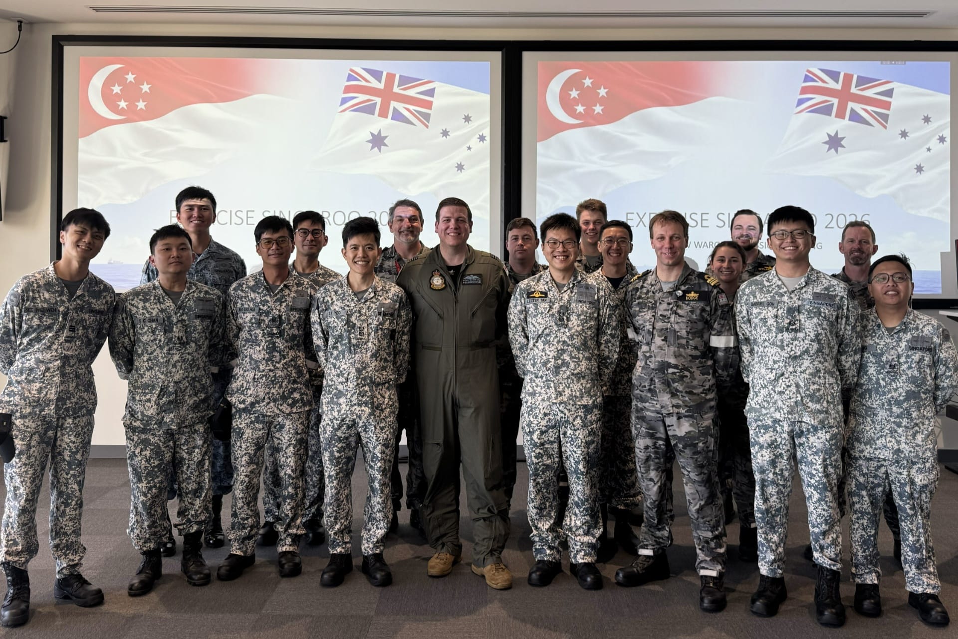 RSN personnel with their counterparts from the RAN at the completion of the tabletop planning exercise.