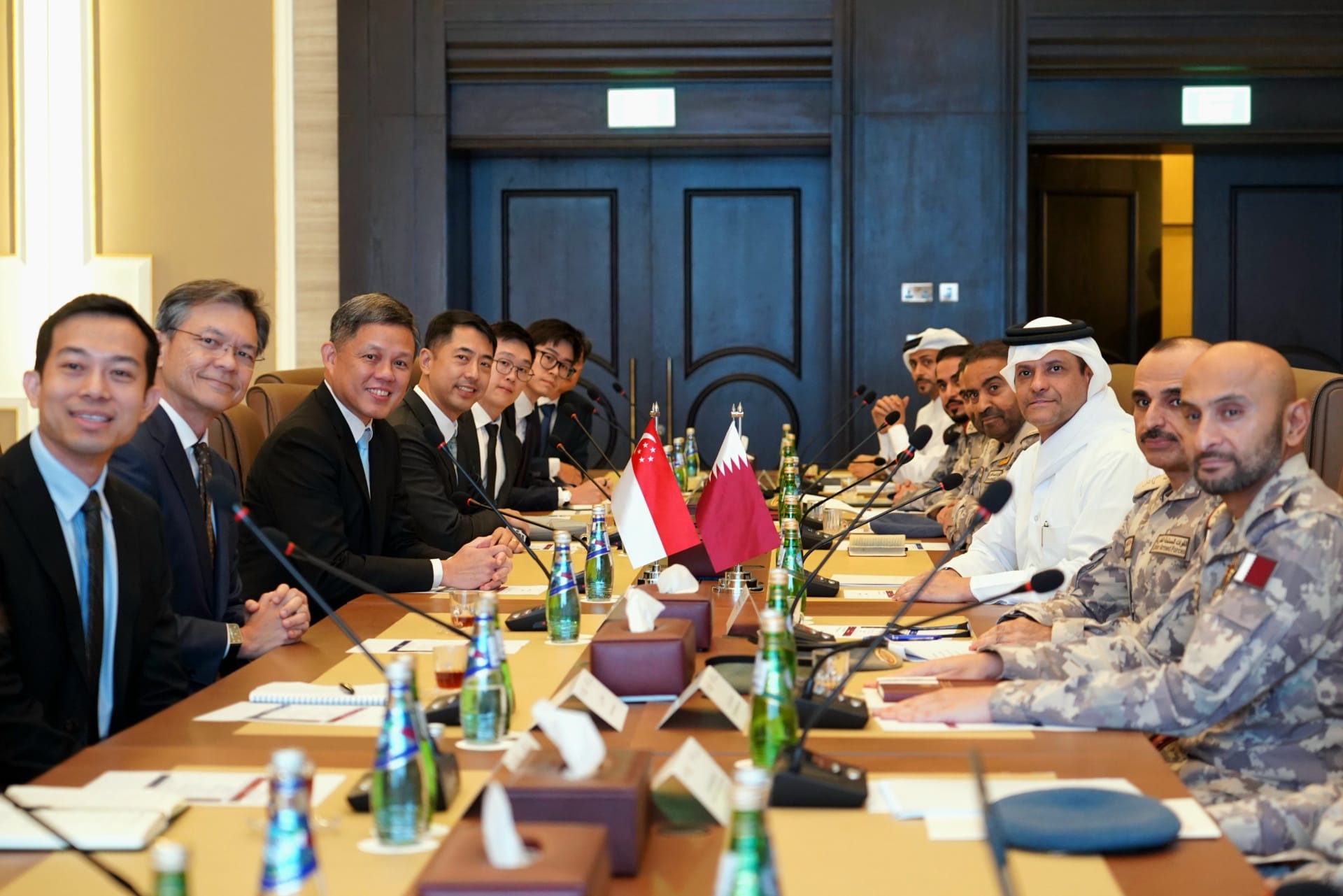 Minister Chan called on Qatar Deputy Prime Minister and Minister of State for Defence Affairs His Excellency (HE) Sheikh Saoud bin Abdulrahman bin Hassan bin Ali Al Thani at the Qatar Ministry of Defence.