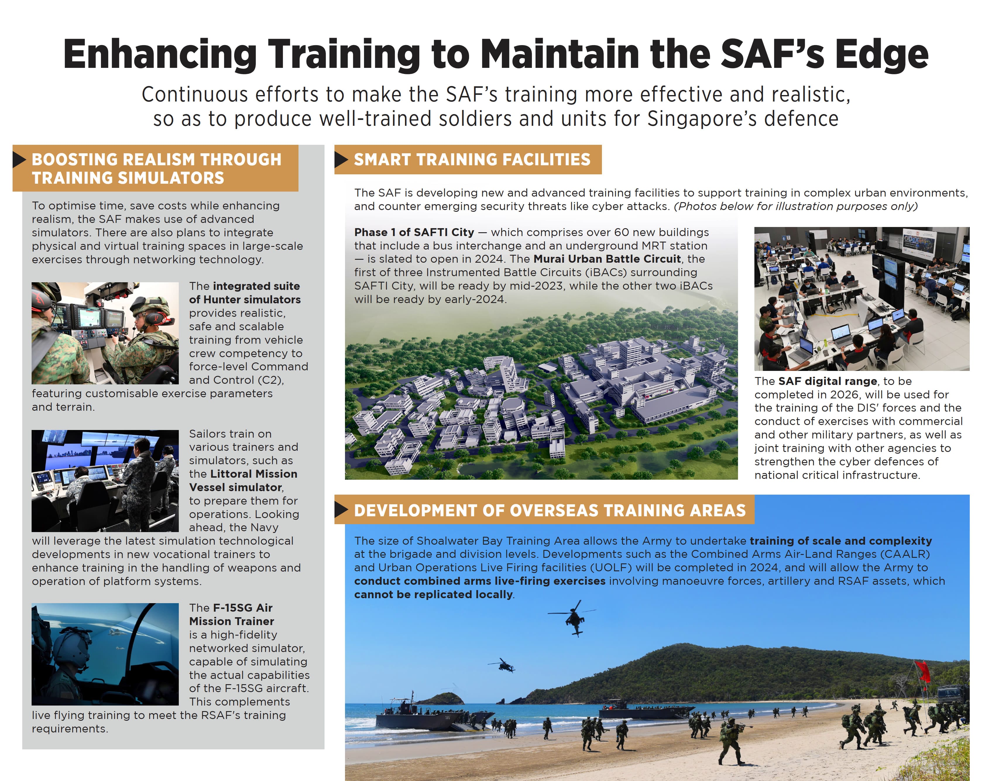 Infographic on enhancing training to maintain the SAF's edge.