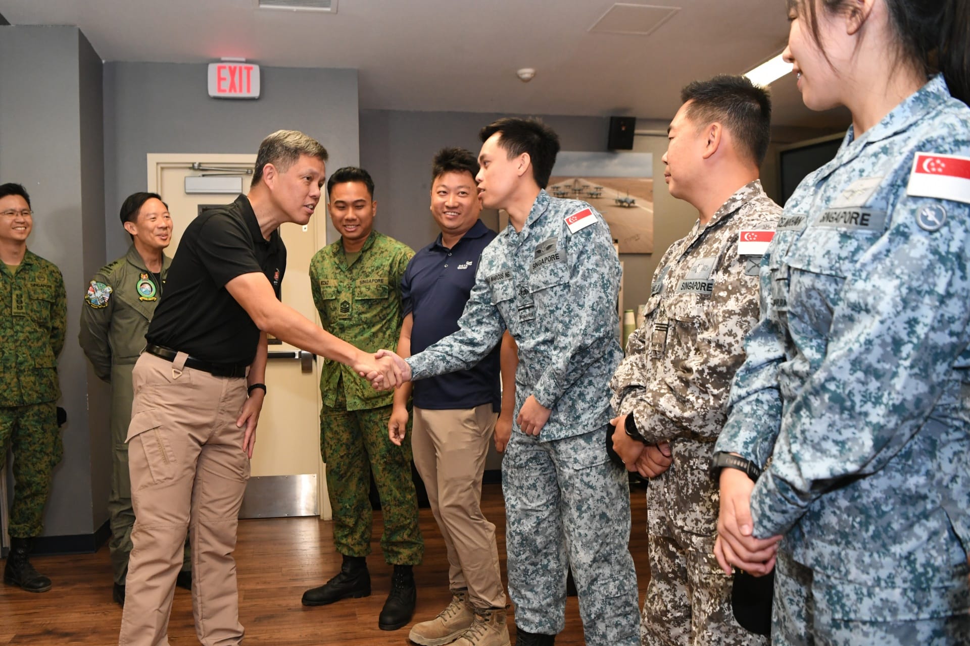 Mr Chan meeting with exercise participants. 