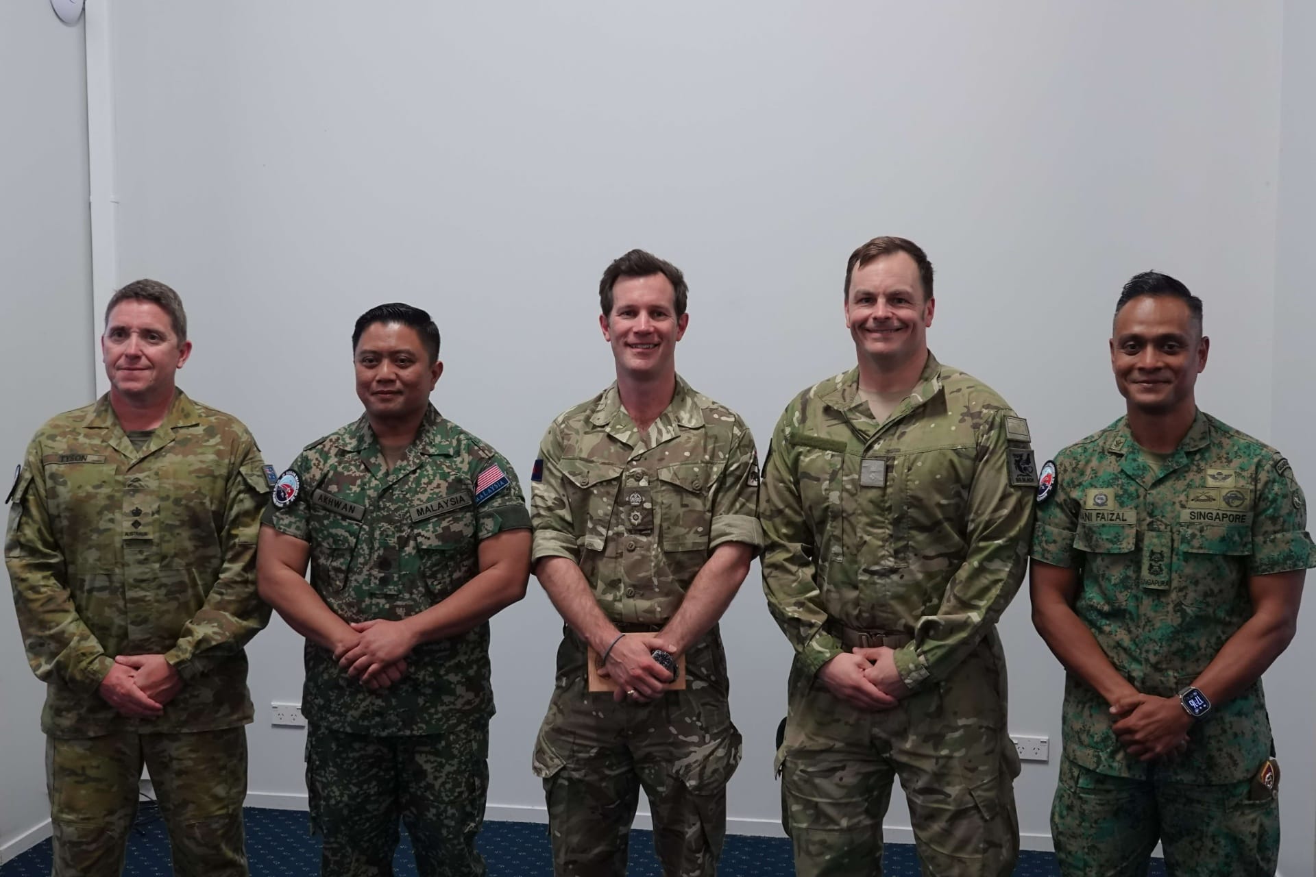 LTC Bani Faizal (first from right) joining representatives of other FPDA nations at the closing ceremony of Exercise Sum
