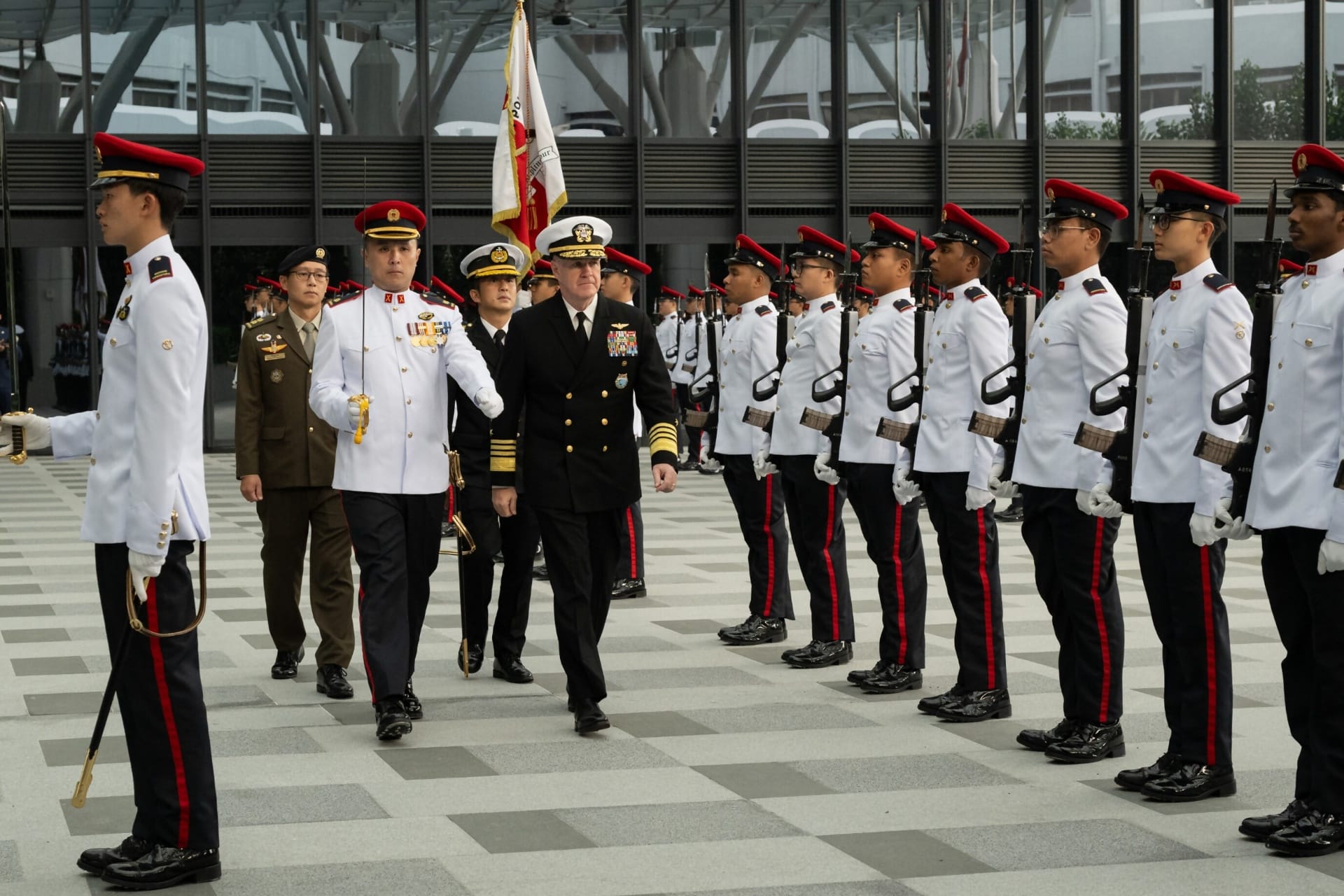 ADM Paparo inspecting the Guard of Honour at MINDEF.