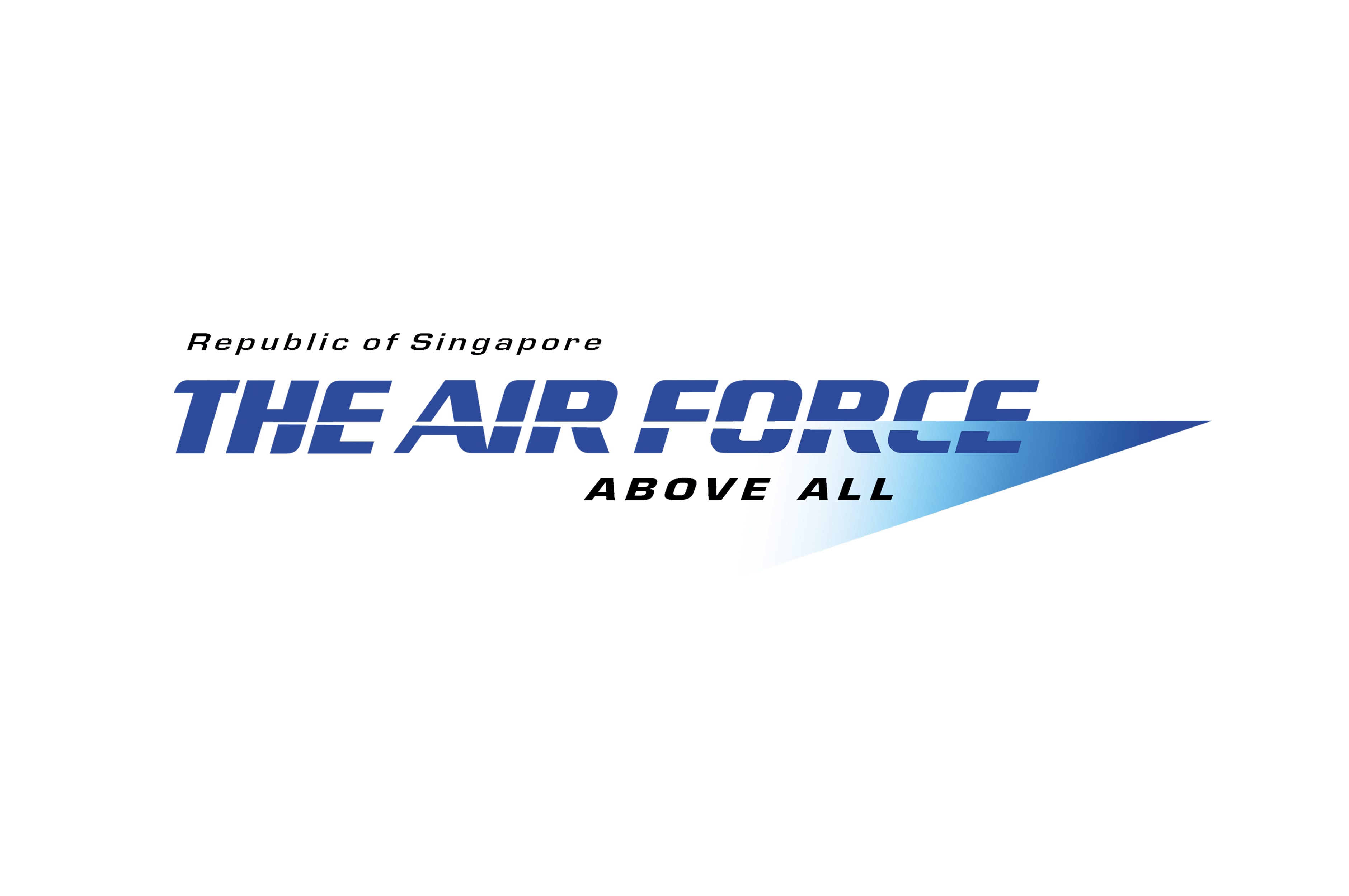Republic of Singapore Air Force logo with slogan “Above All” and stylised blue wing.