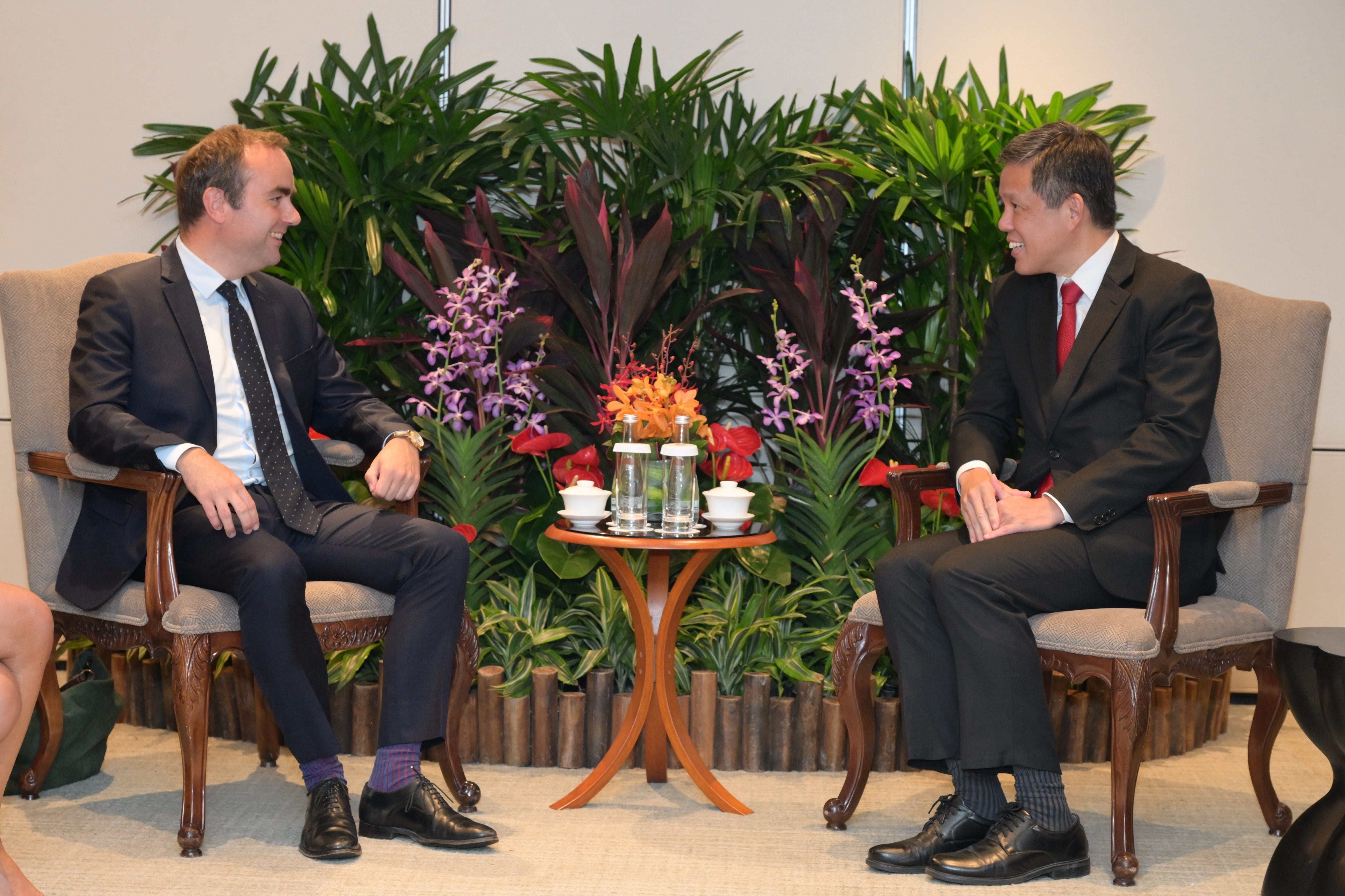 Mr Lecornu called on Mr Chan on the sidelines of the 22nd Shangri-La Dialogue earlier today.