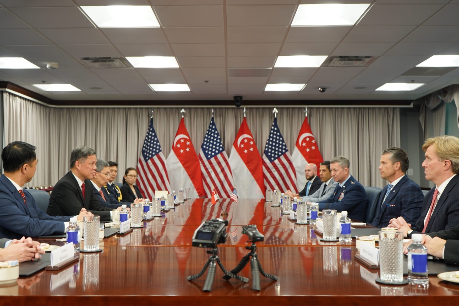 Mr Chan and Secretary Hegseth in a meeting earlier today.