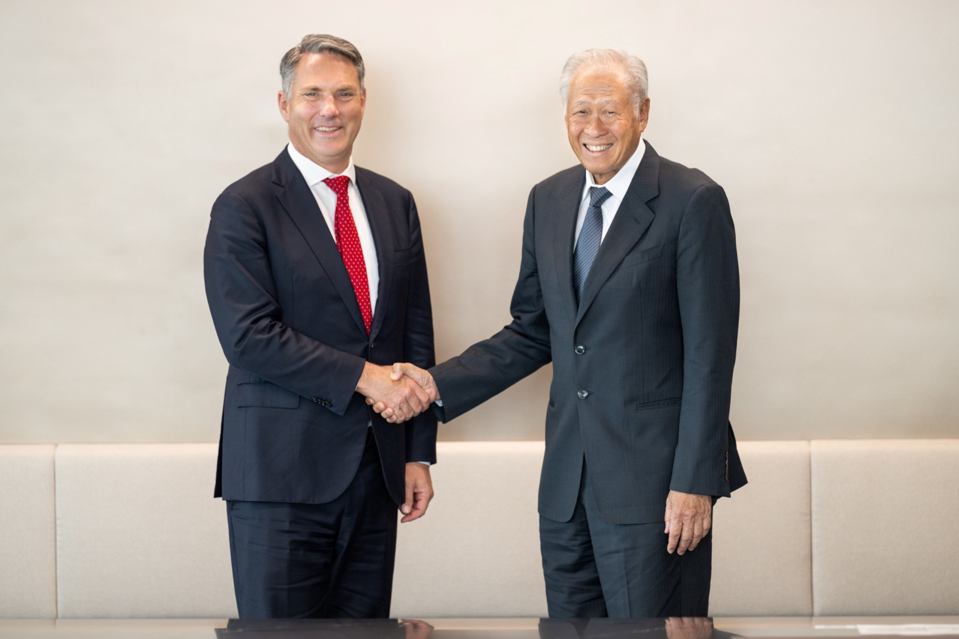 Mr Marles (left) meeting Dr Ng (right) at MINDEF.