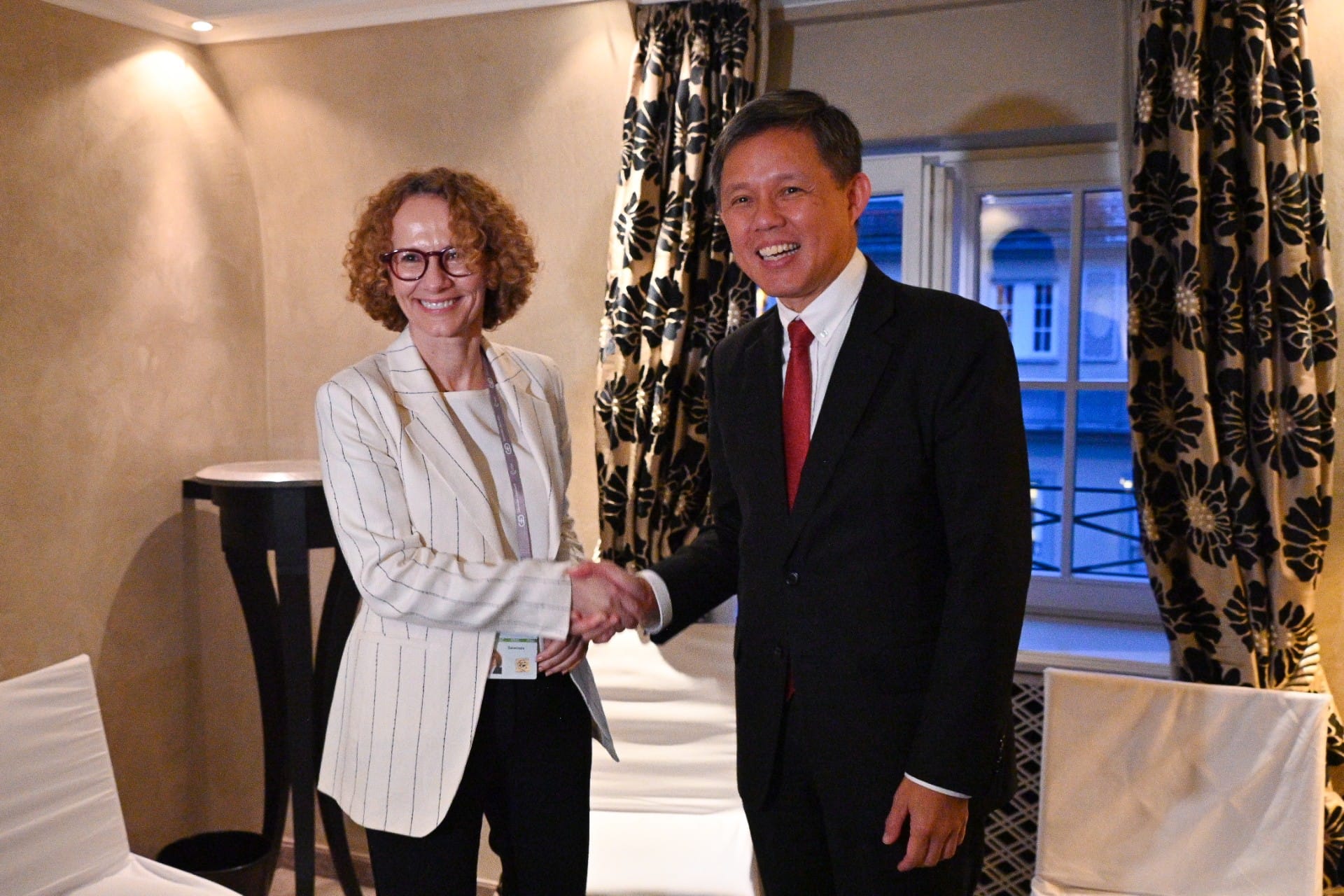 Mr Chan meeting with NATO Deputy Secretary General Radmila Šekerinska on the sidelines of the 62nd MSC.