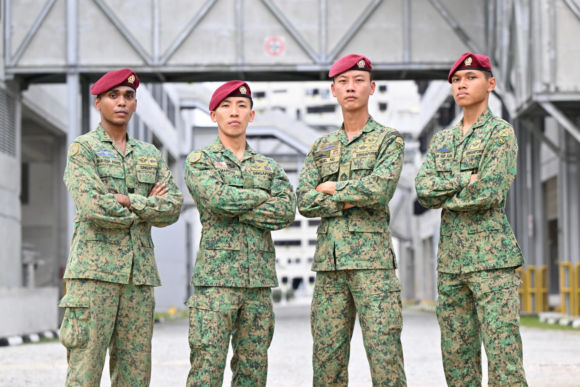 Servicemen from the Singapore Army's 1st Commando Battalion — a unit which specialises in airborne operations, reconnaissance, and raid missions.