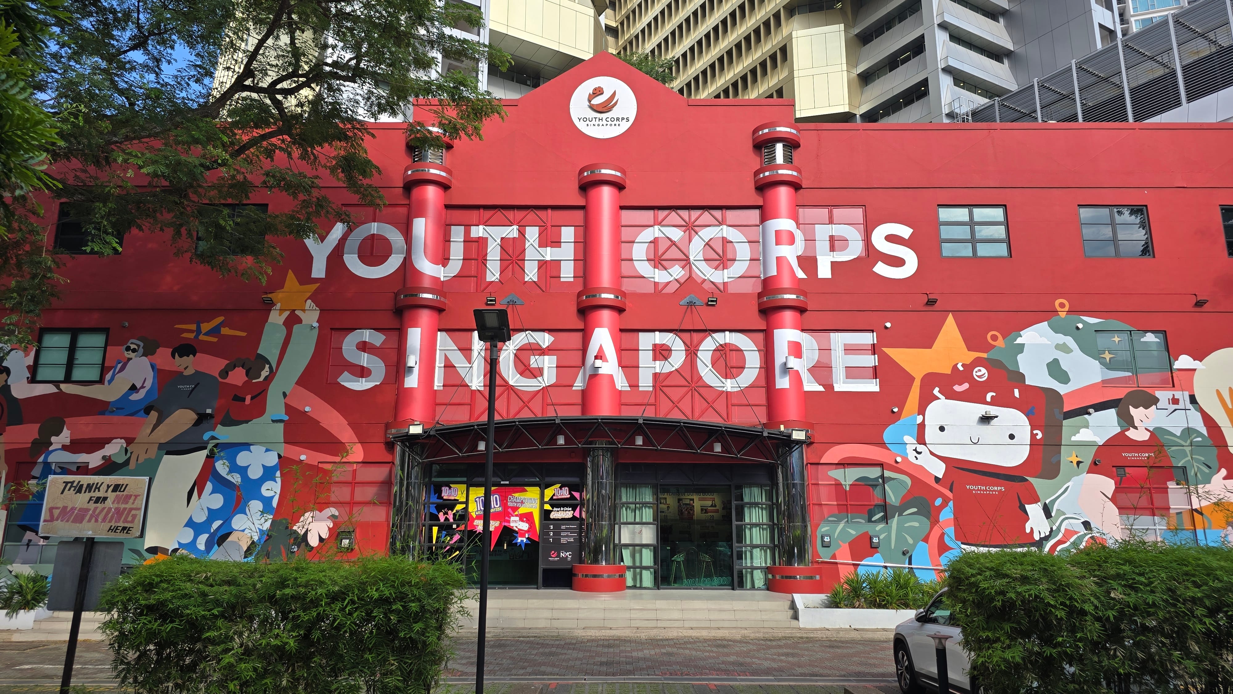Exterior of the Red Box building, home to youth programmes and initiatives at Somerset