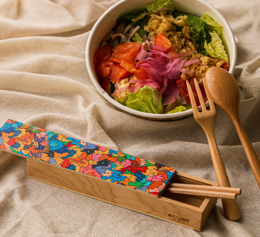 Chopstick holders with design by artists from ART:DIS