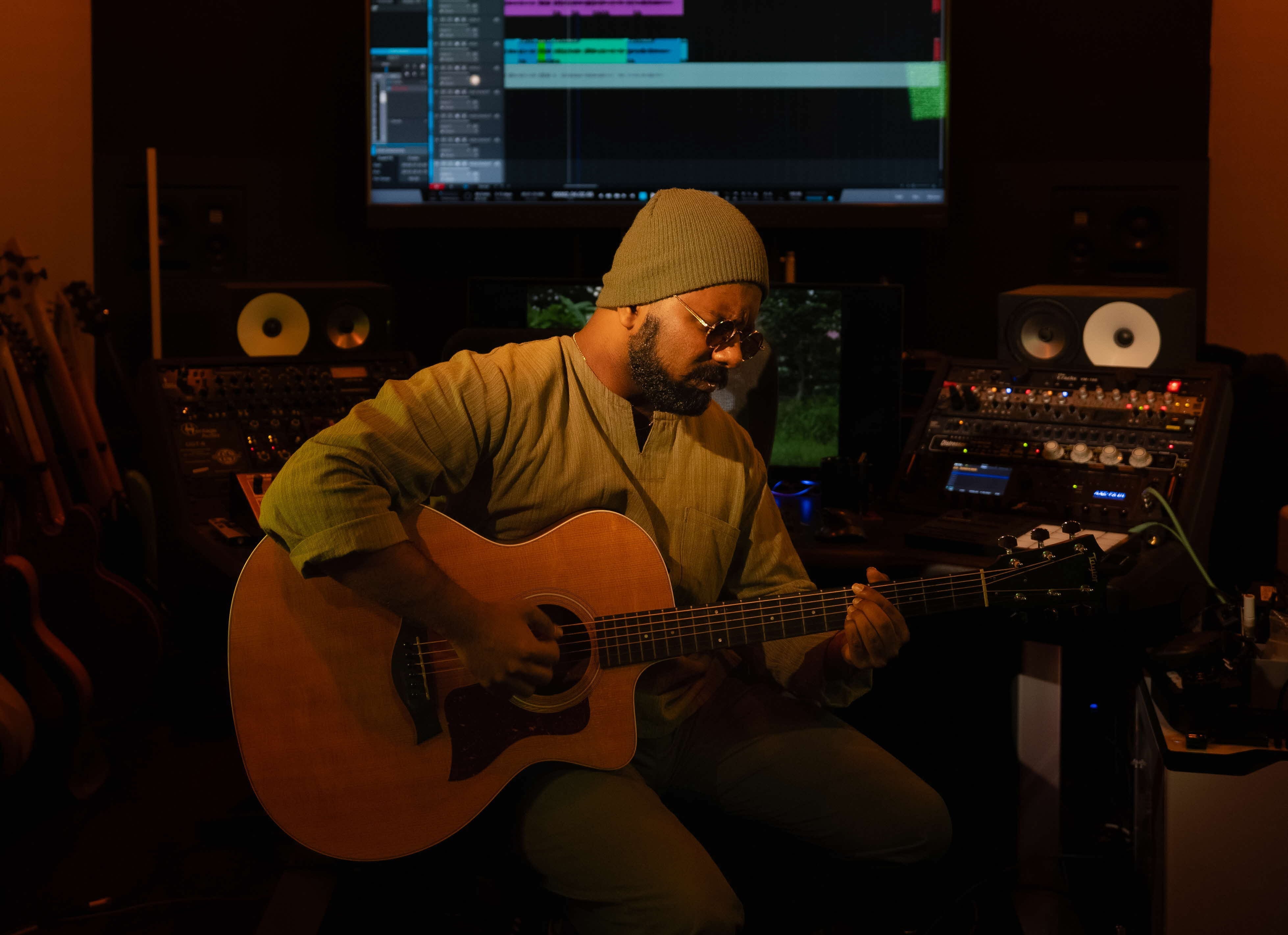 Man playing a guitar