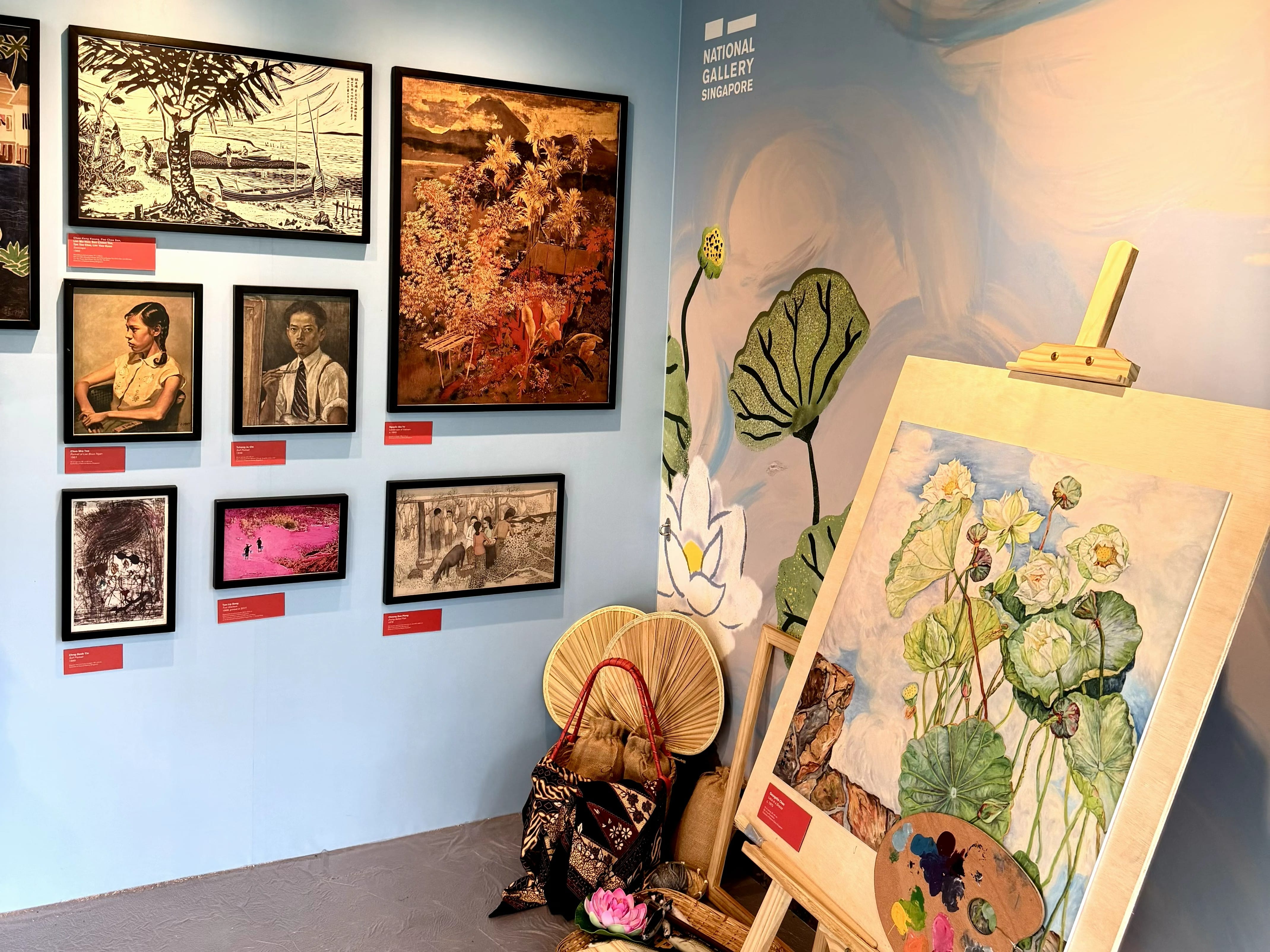 Wall of paintings and an ease lwith art