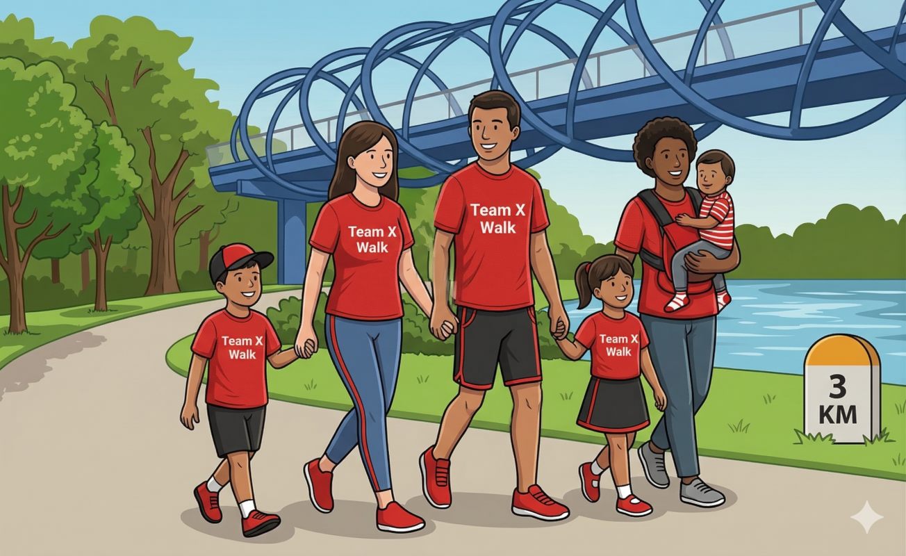 A fun walk with family, friends and teams – perfect for bonding. Come dressed in your own themed T-shirts with a splash of red.