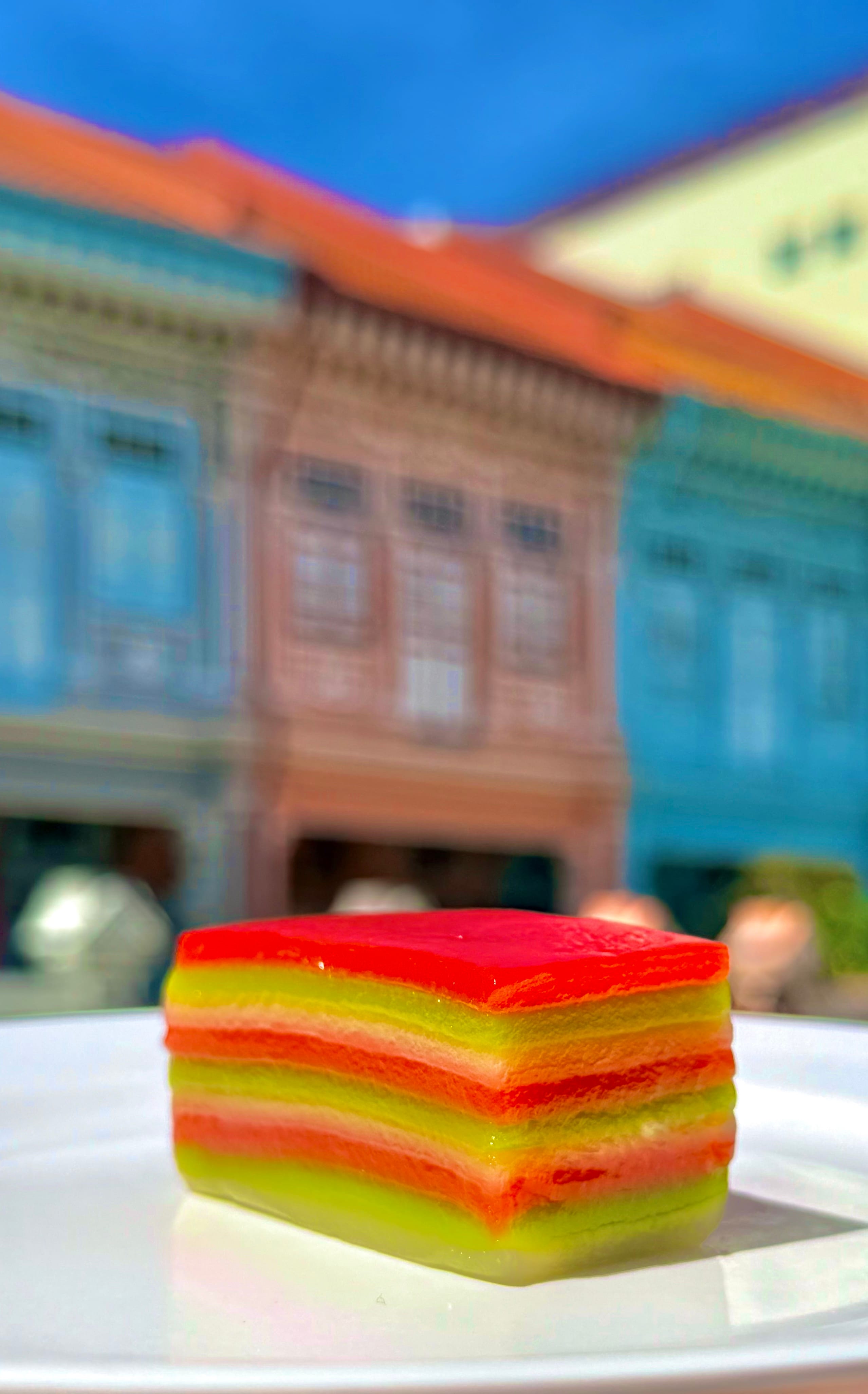 Kueh Lapis in front of shophouse