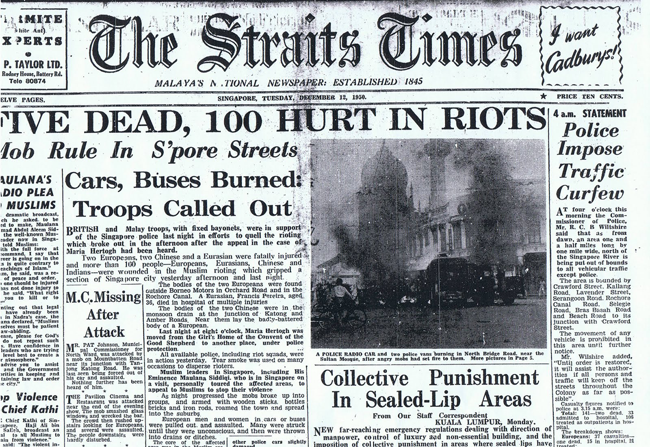 Newspaper clipping - Five dead, 100 hurt in riots