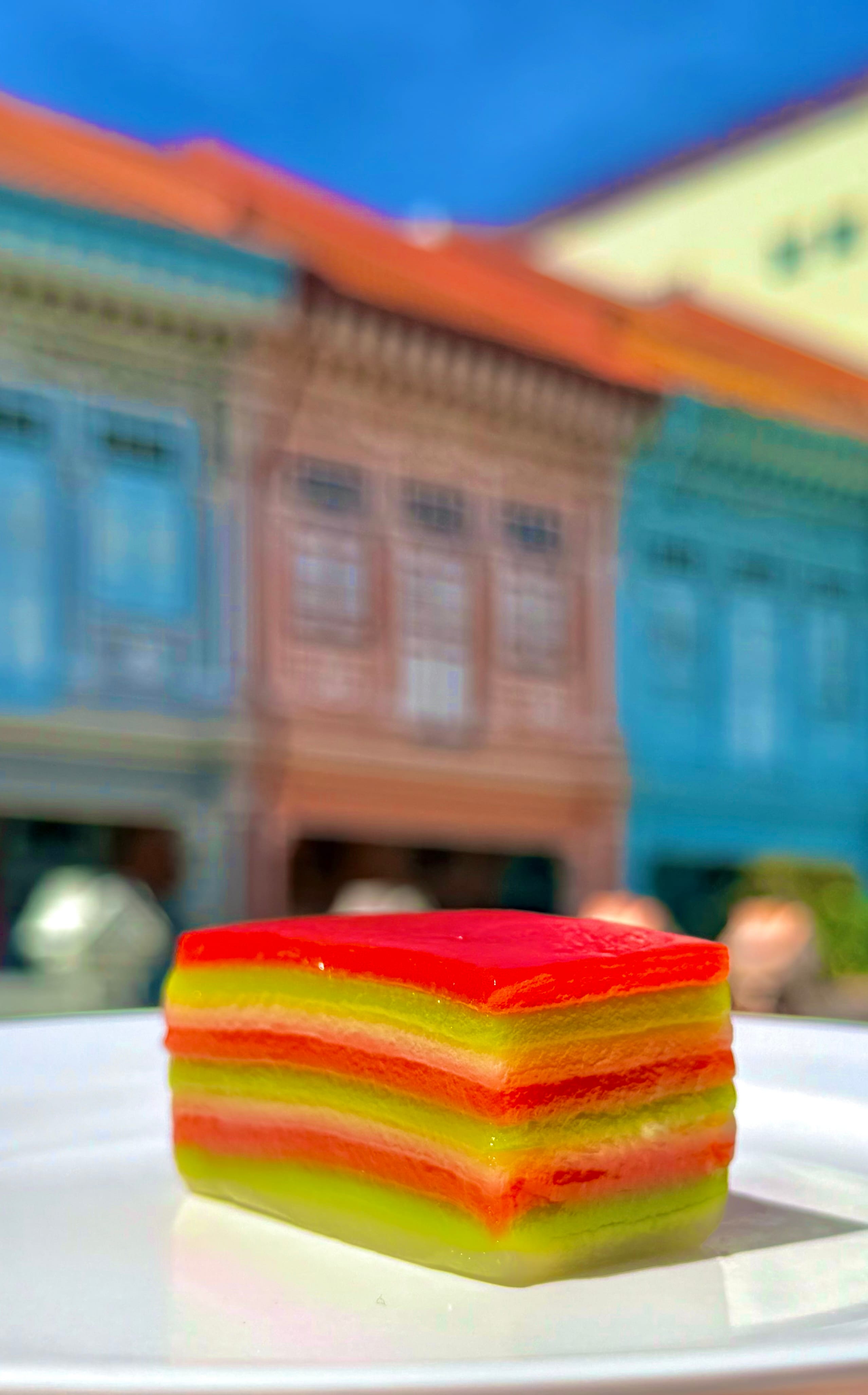 Kueh Lapis in front of shophouse