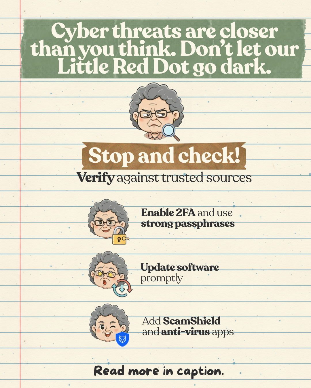 A poster stating the three actions to take to ensure cyber hygiene.