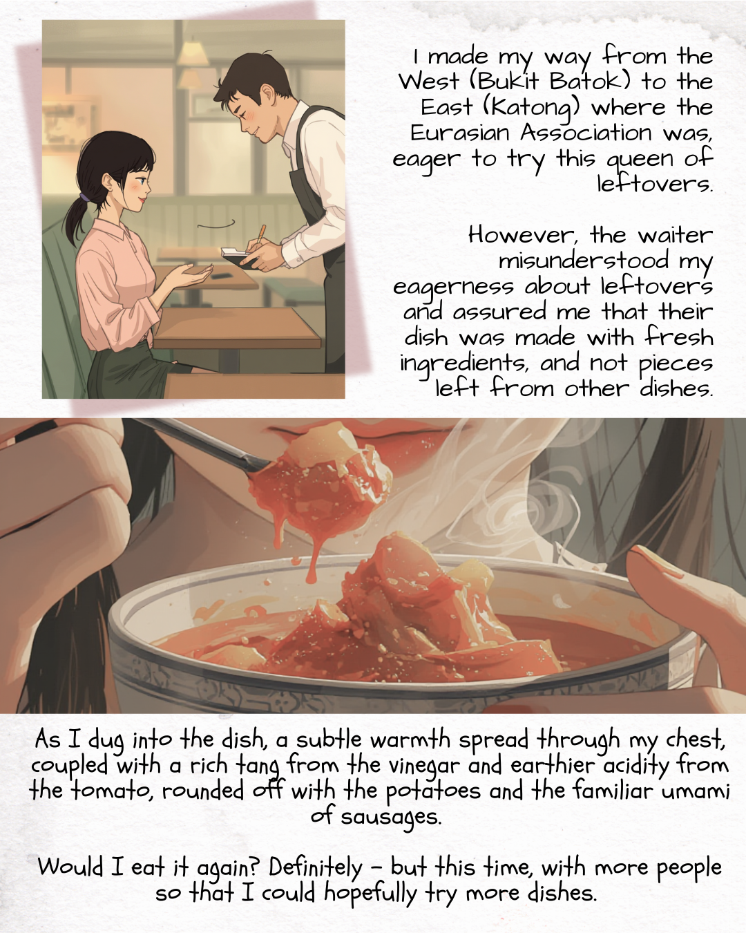 Author's description of eating Kari Debal