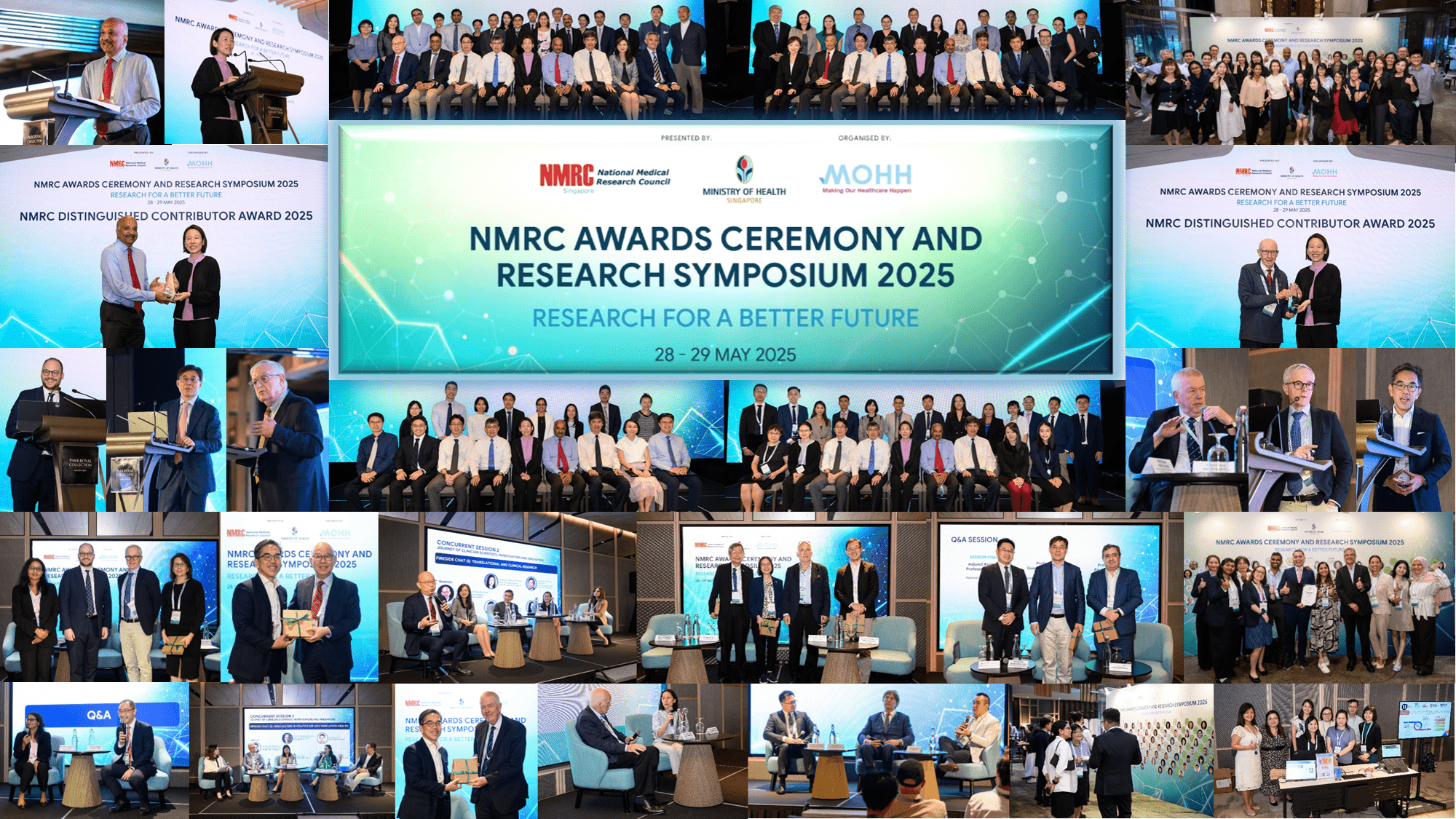 Collage of NMCR Awards Ceremony and Research Symposium 2025 images.