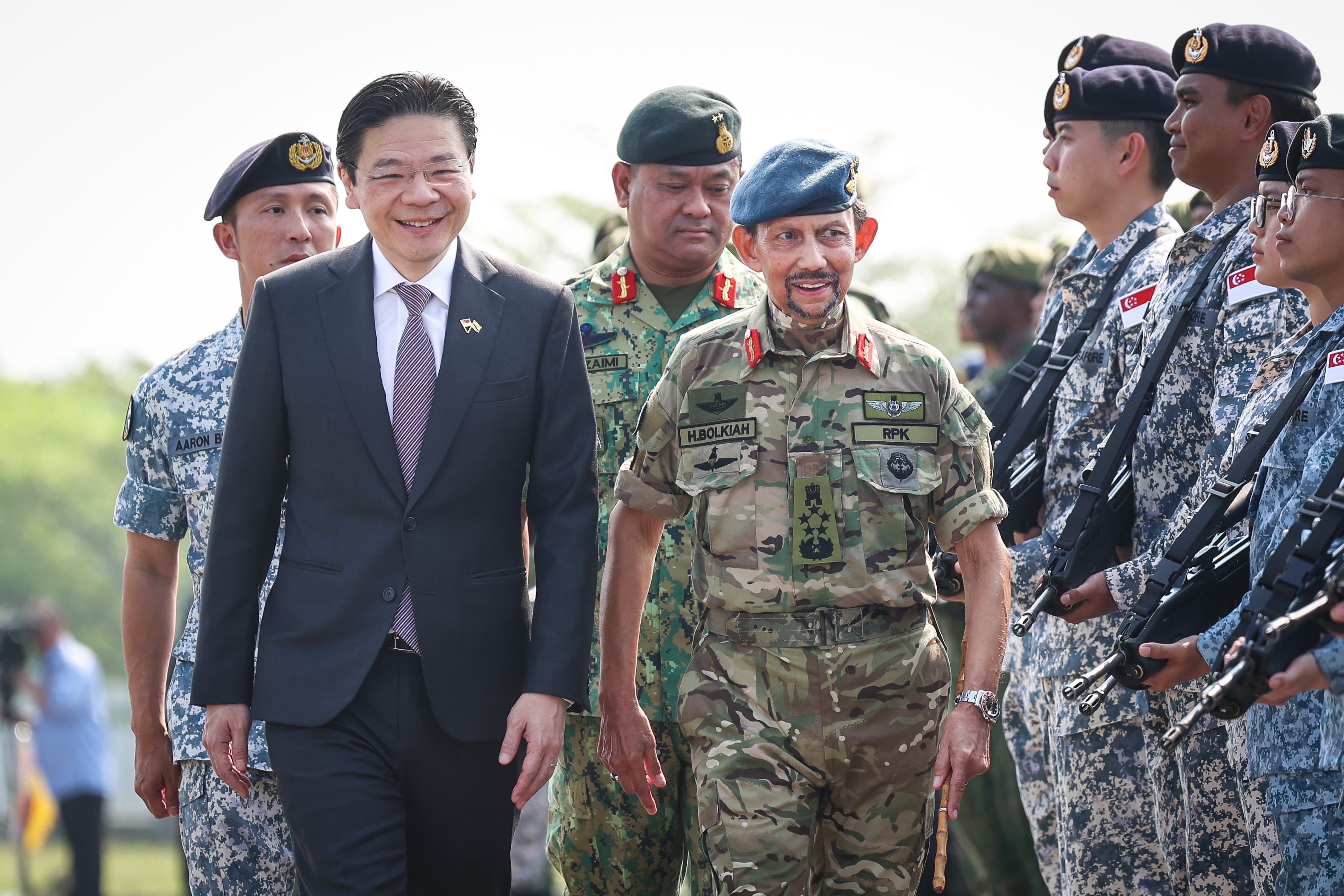 PM Wong inspects the Joint Parade with His Majesty Sultan Haji Hassanal Bolkiah