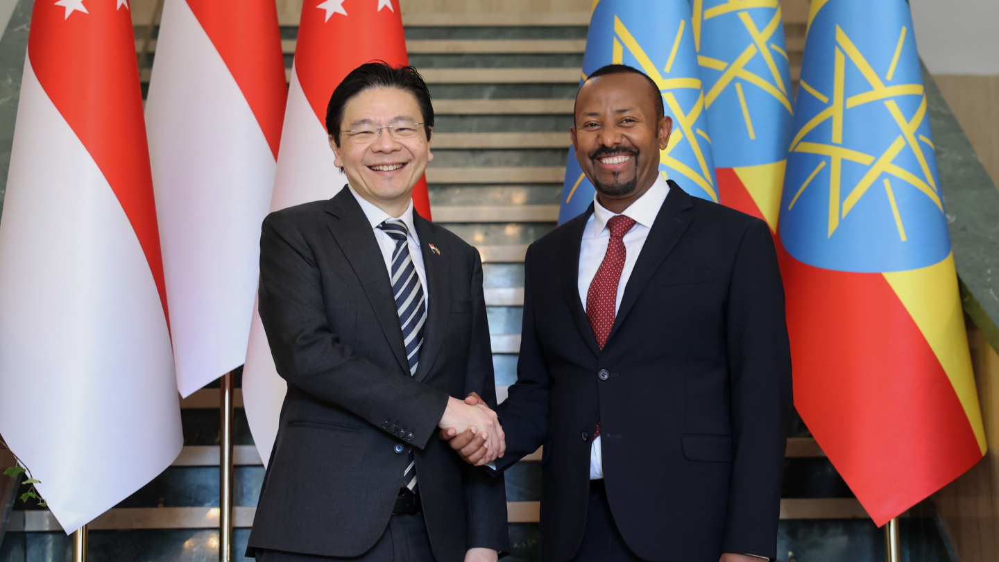 Photo of PM Lawrence Wong with Ethiopia PM Dr Abiy Ahmed Ali.